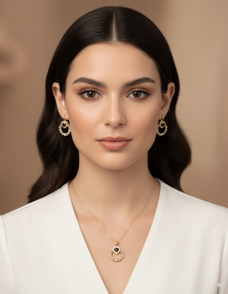 Conjunto dorado de Corazon M19 Oro Laminado