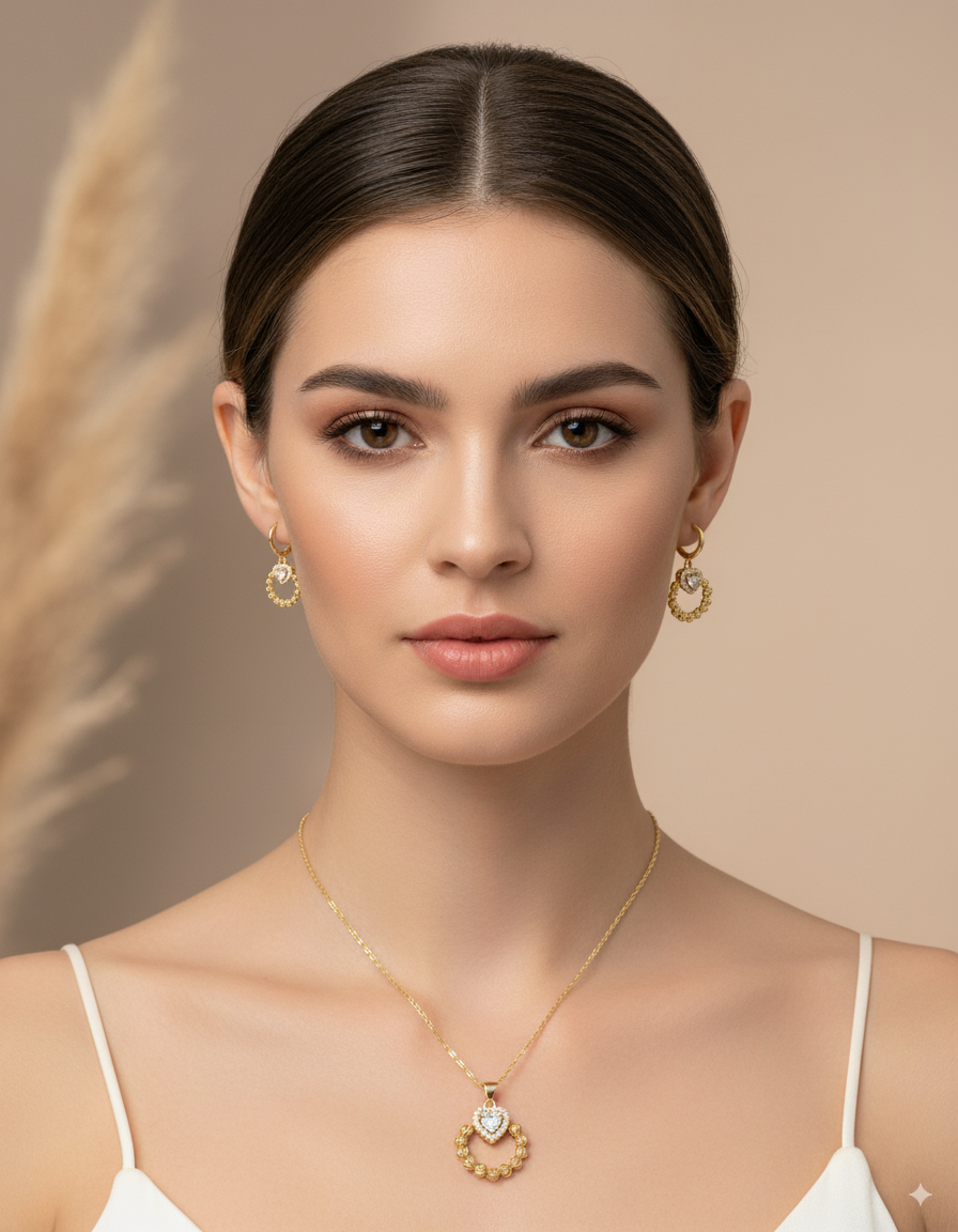 Conjunto dorado de Corazon M22 Oro Laminado