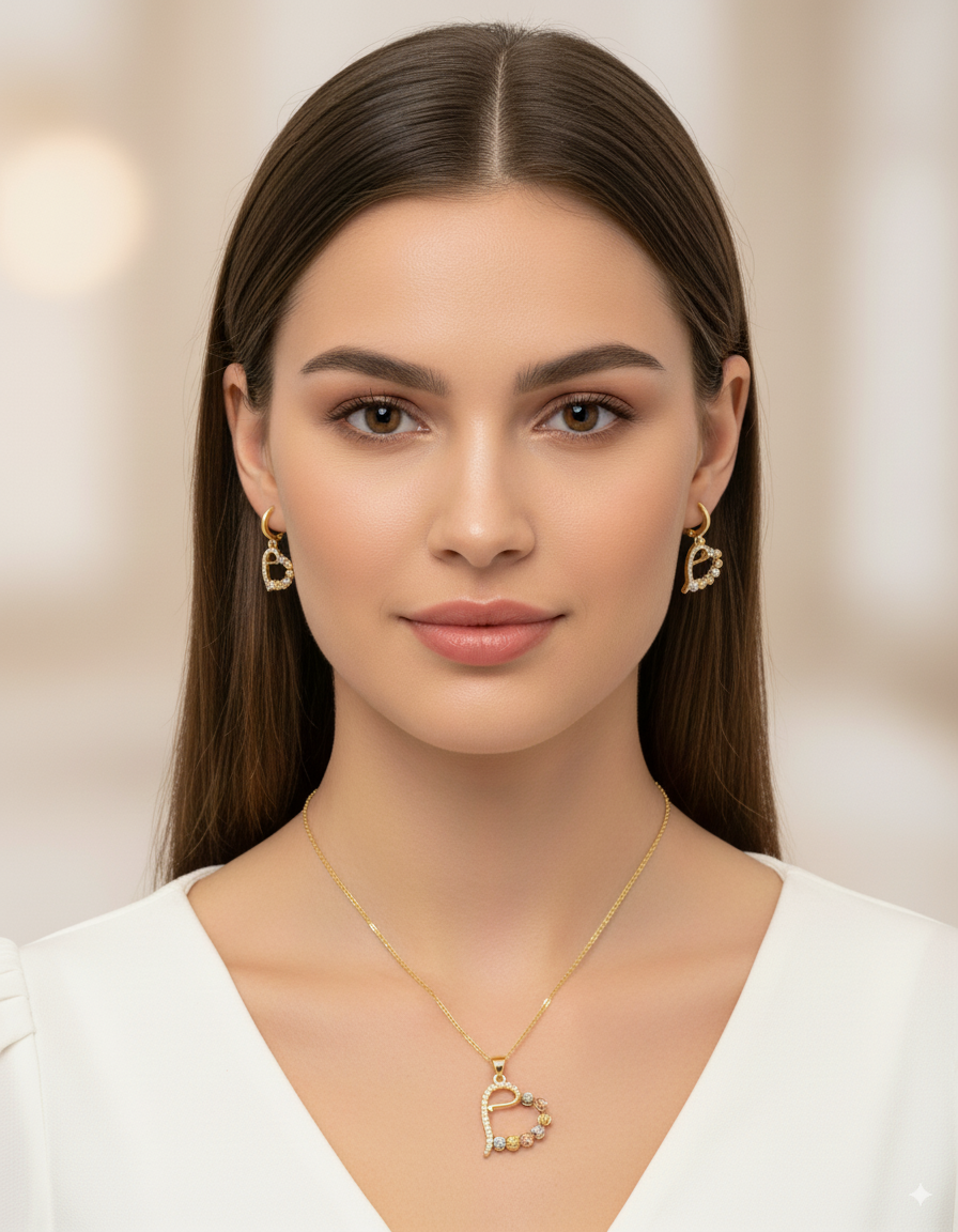 Conjunto dorado de Corazon M25 Oro Laminado