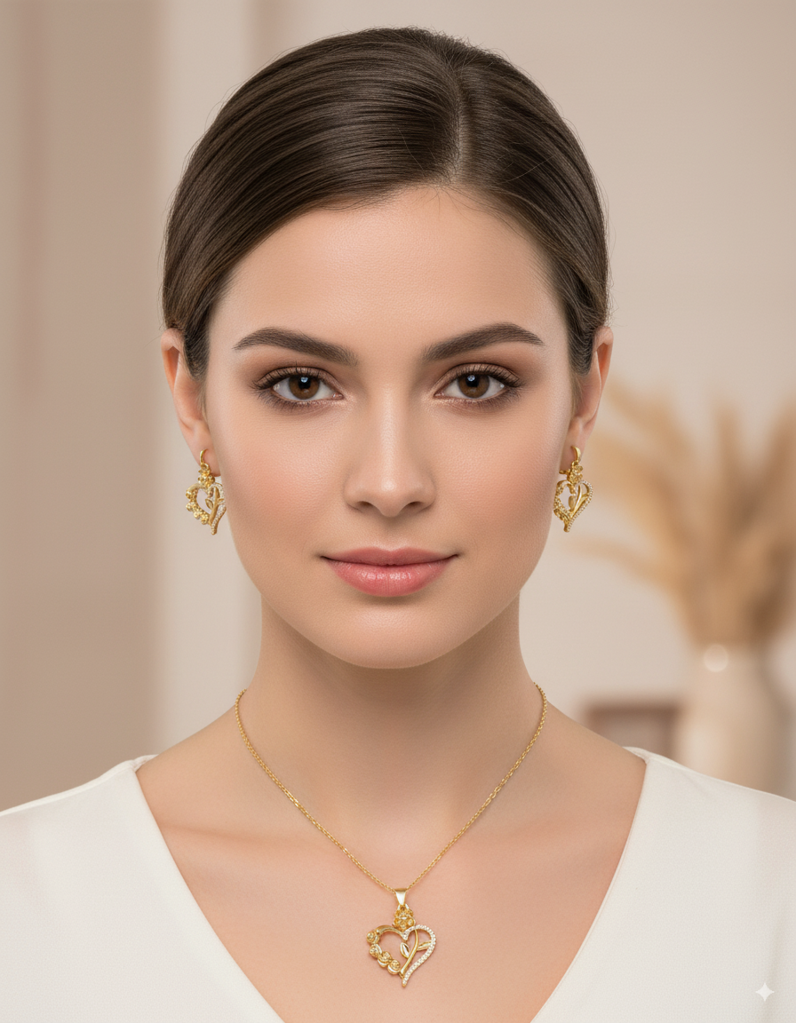 Conjunto dorado de Corazon M27 Oro Laminado