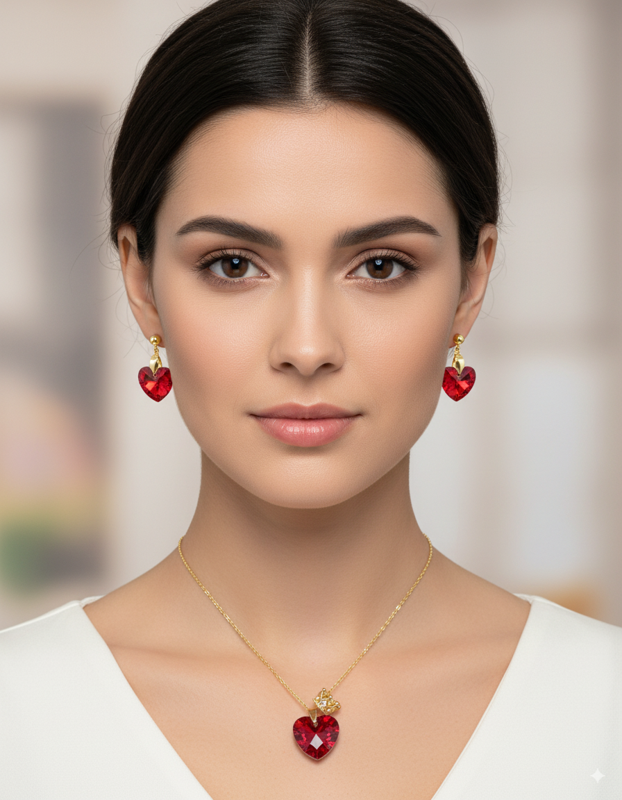 Conjunto dorado de Corazon M11 Acero Inoxidable