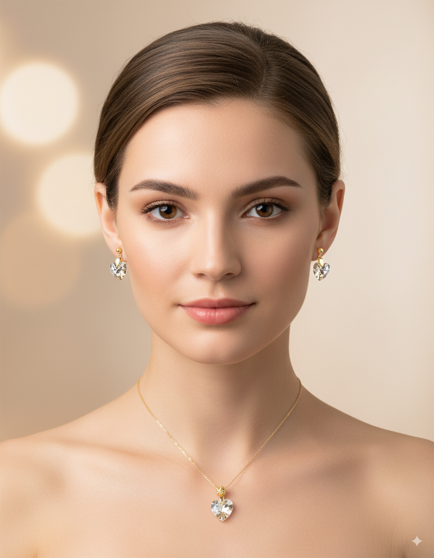 Conjunto dorado de Corazon M15 Acero Inoxidable