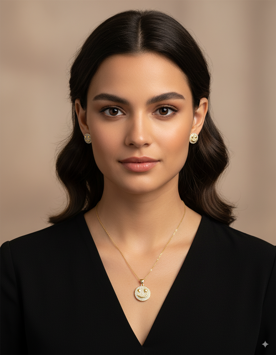 Conjunto dorado de carita sonriente M8 Acero Inoxidable