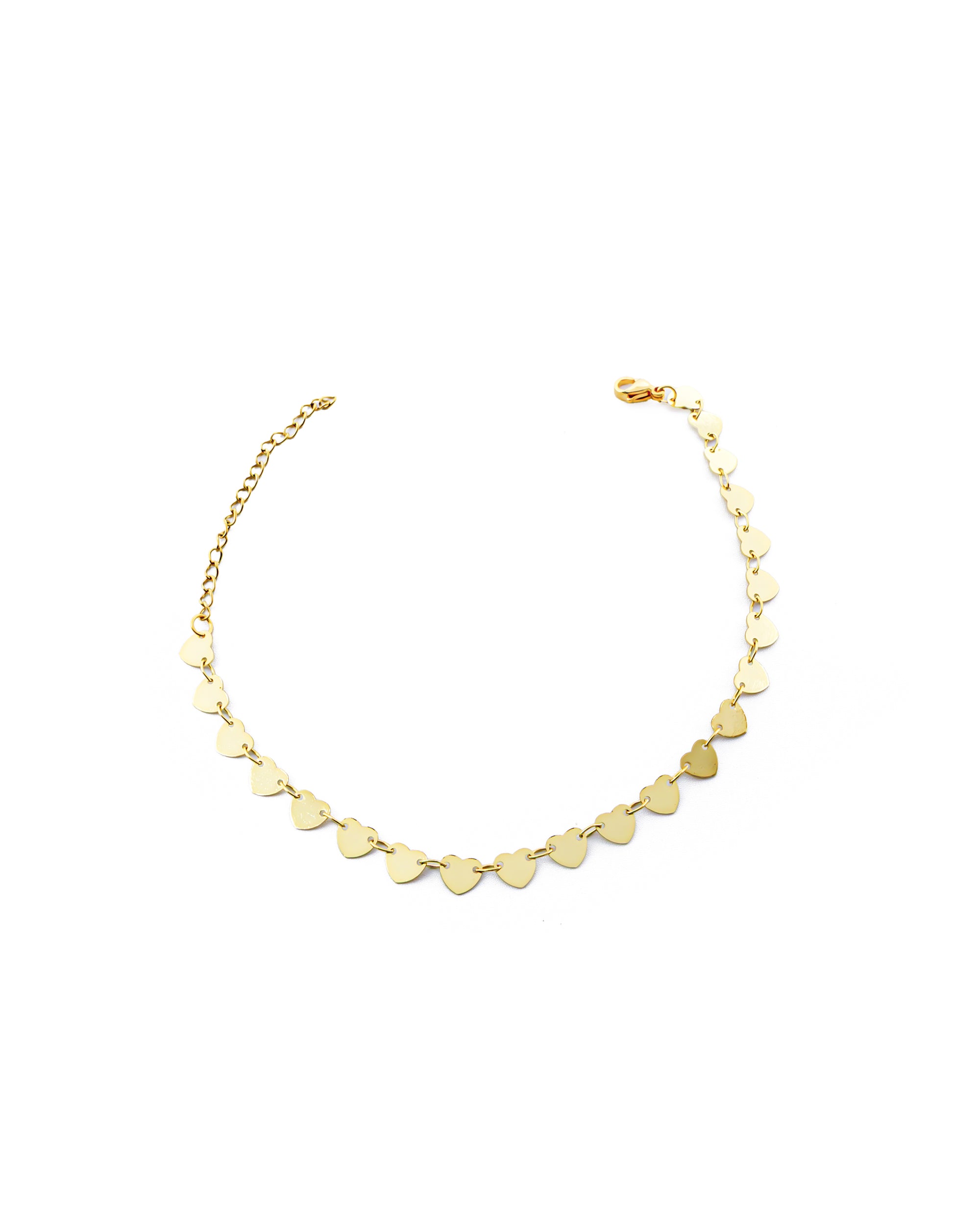 Tobilleras con dijes de corazon M8 Oro Laminado