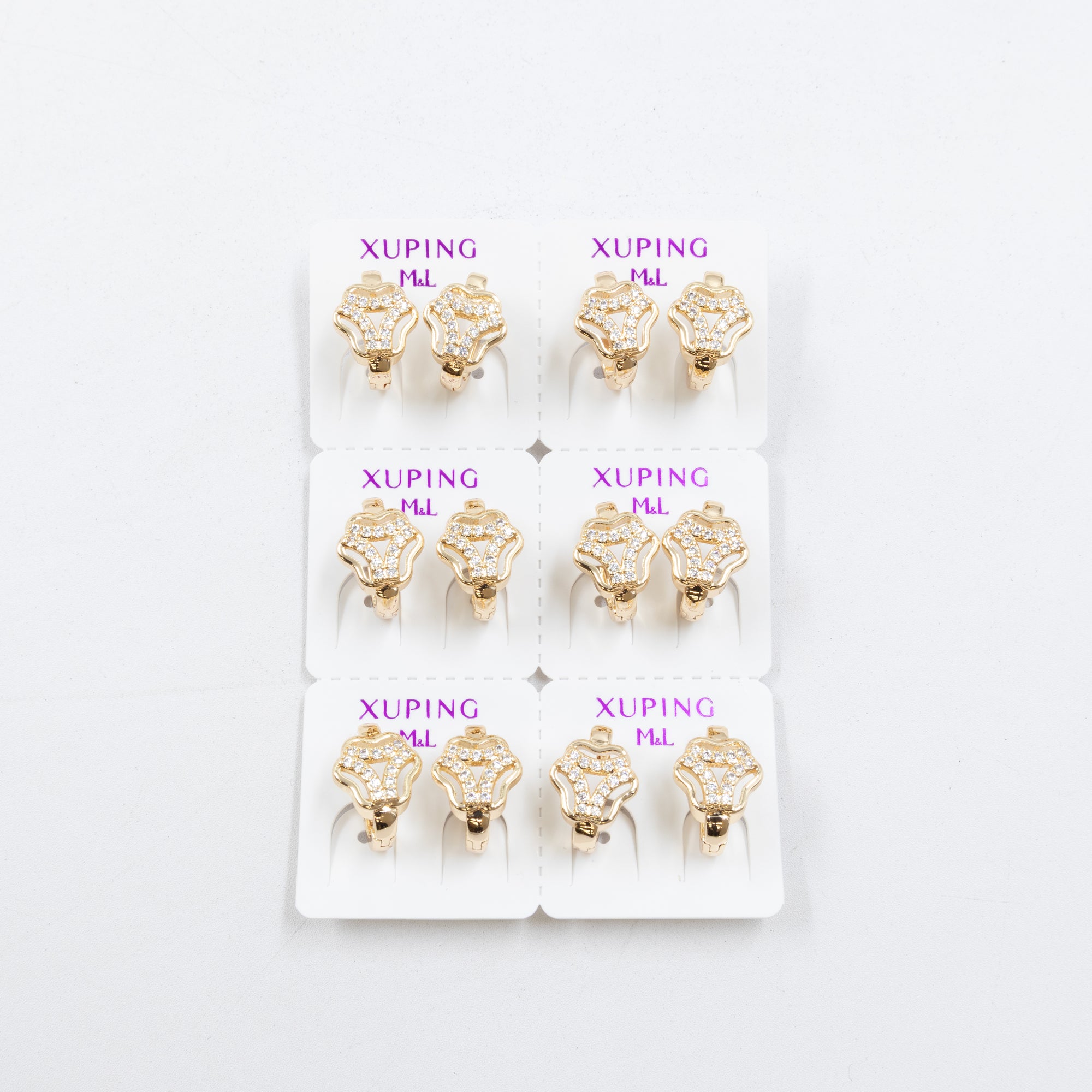 Paquete de 6 pares de aretes Xuping M12 Oro Laminado