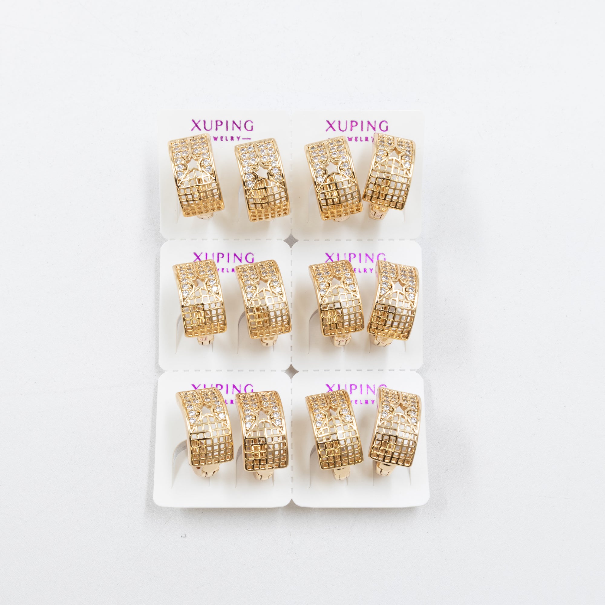 Paquete de 6 pares de aretes Xuping M25 Oro Laminado