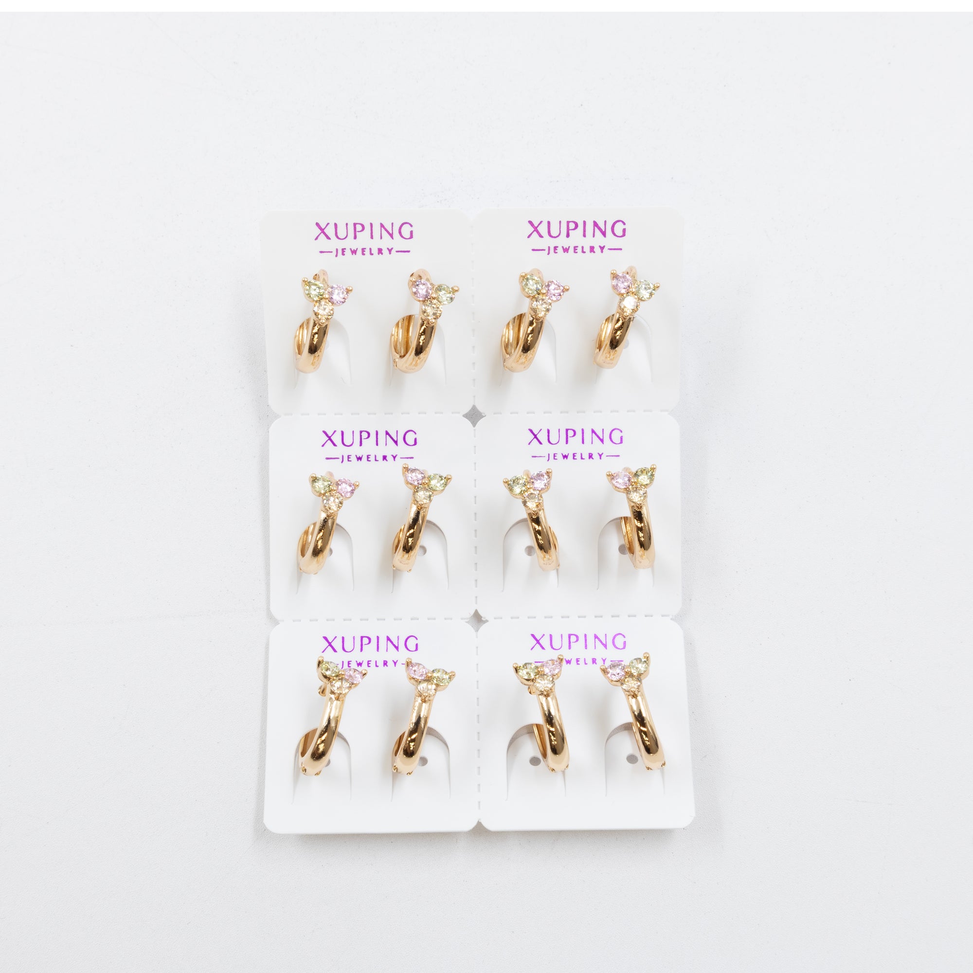 Paquete de 6 pares de aretes Xuping M19 Oro Laminado