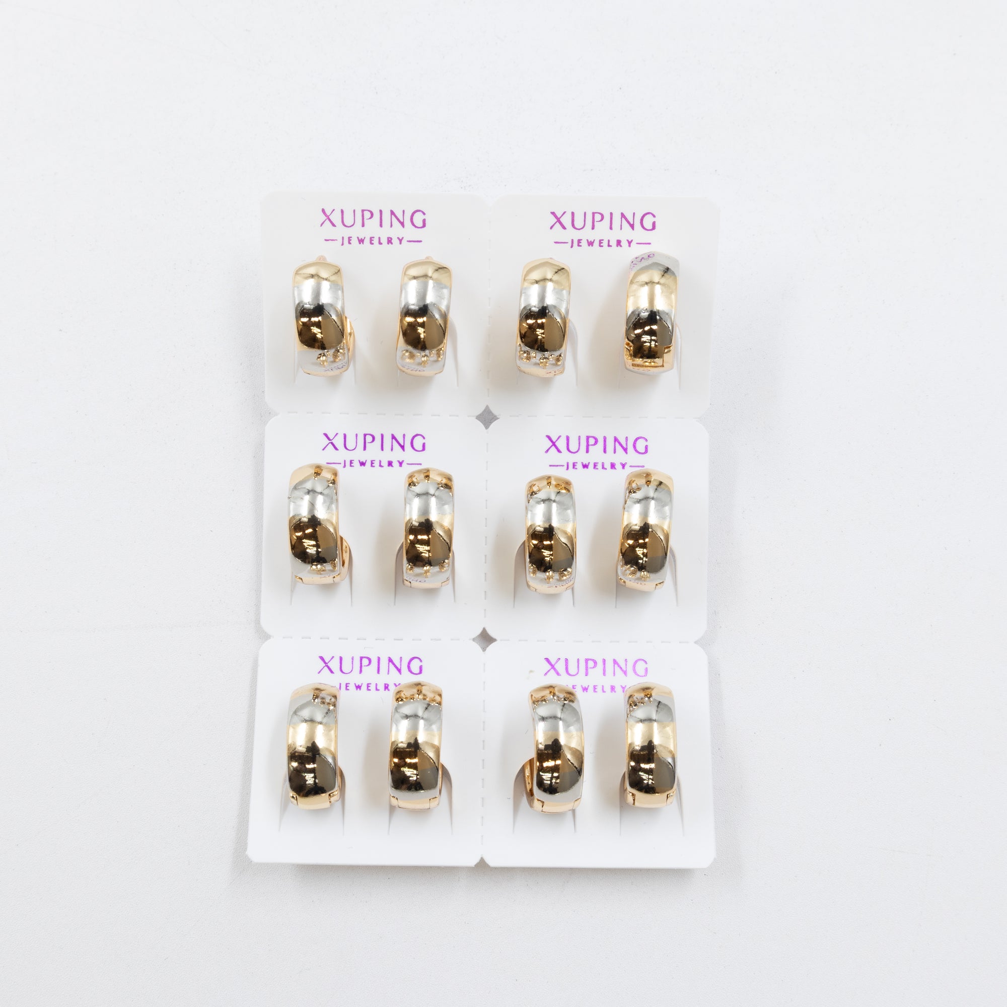 Paquete de 6 pares de aretes Xuping M24 Oro Laminado