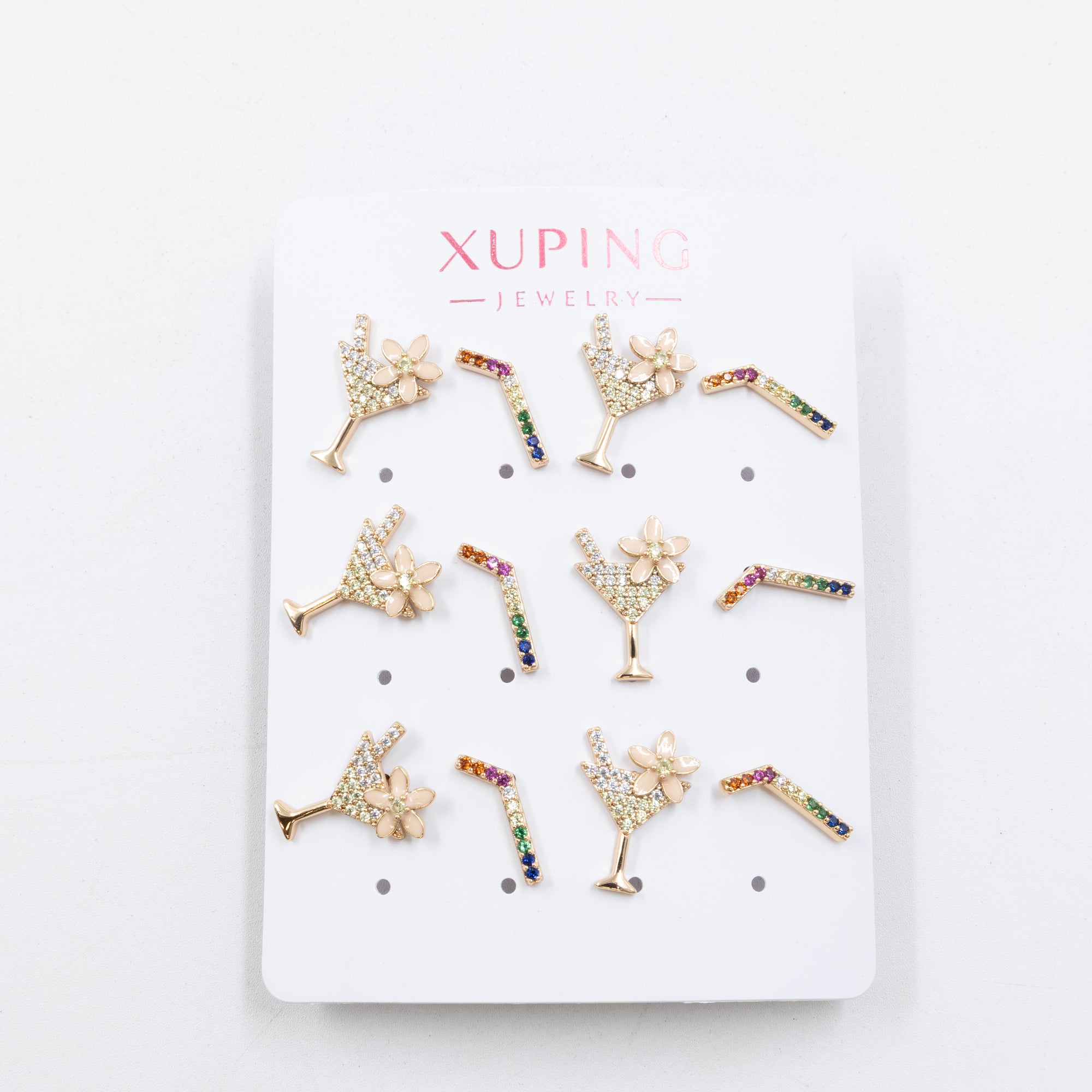 Paquete de 6 pares de aretes Xuping M29 Oro Laminado