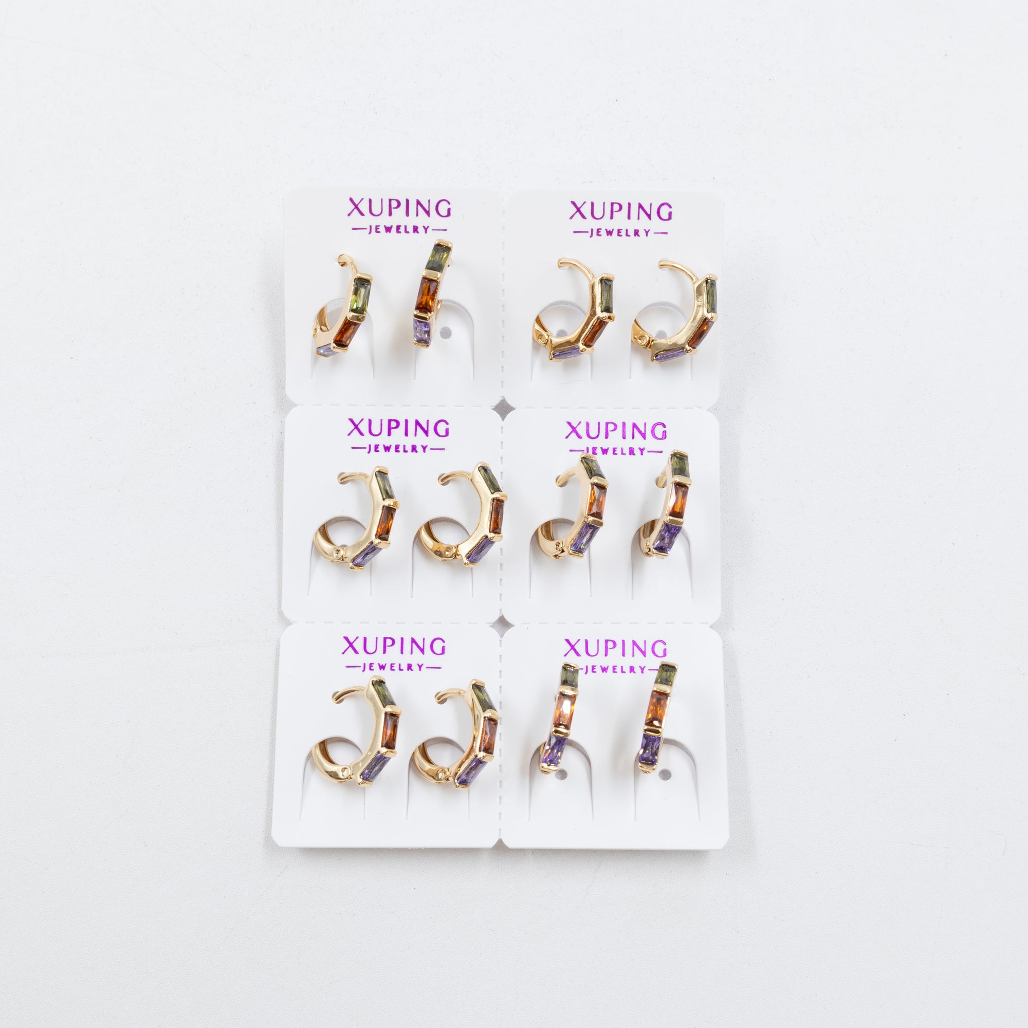 Paquete de 6 pares de aretes Xuping M34 Oro Laminado