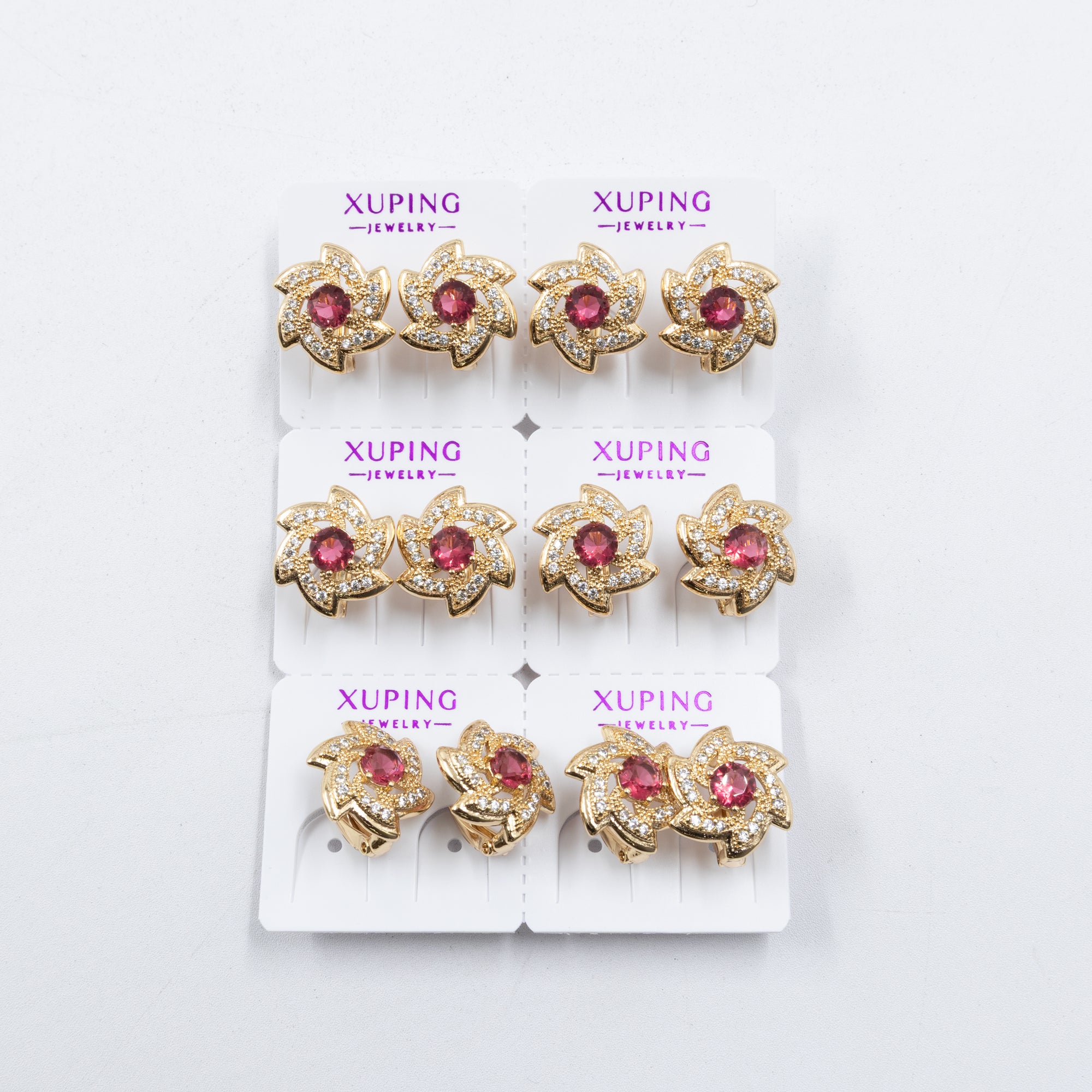 Paquete de 6 pares de aretes Xuping M80 Oro Laminado