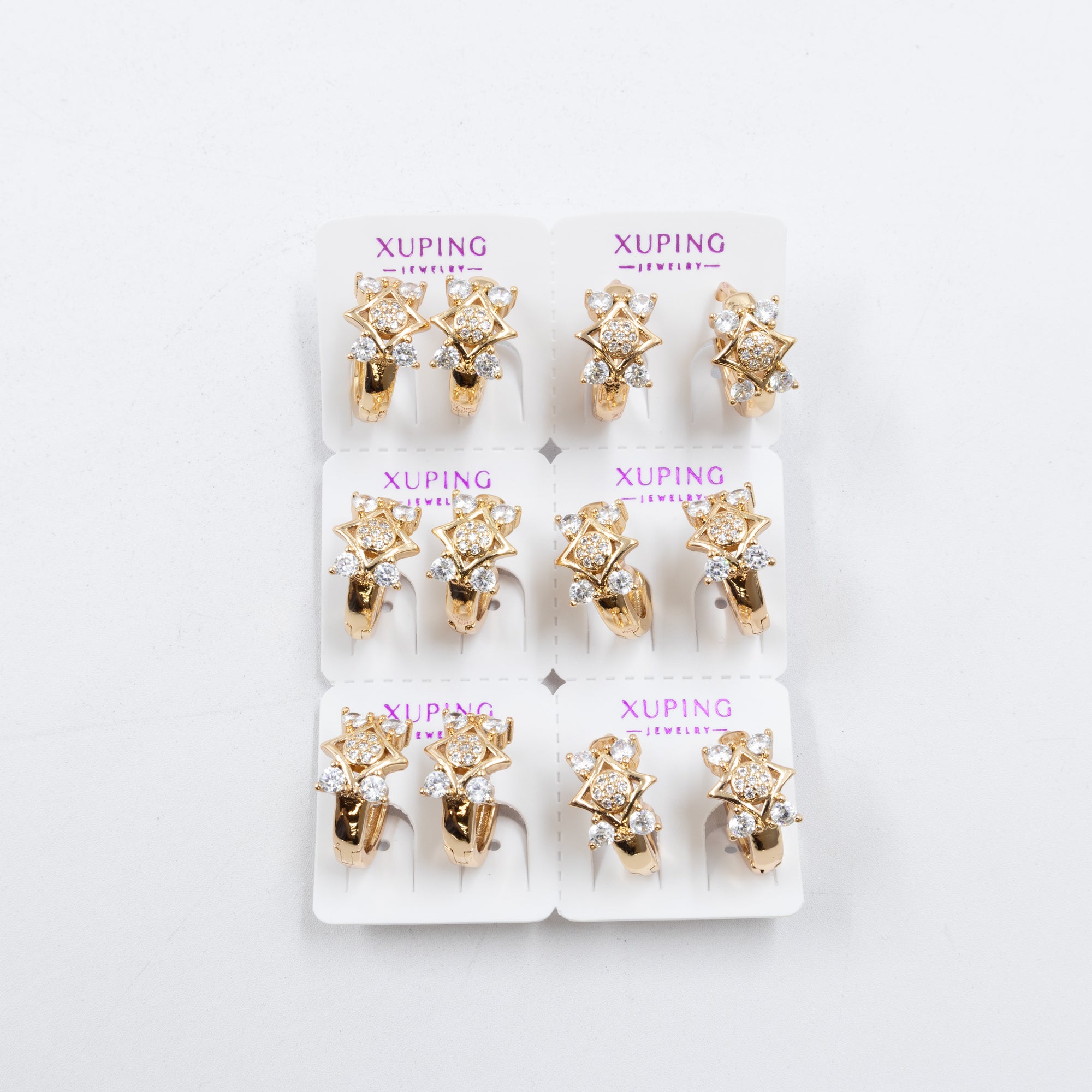 Paquete de 6 pares de aretes Xuping M69 Oro Laminado