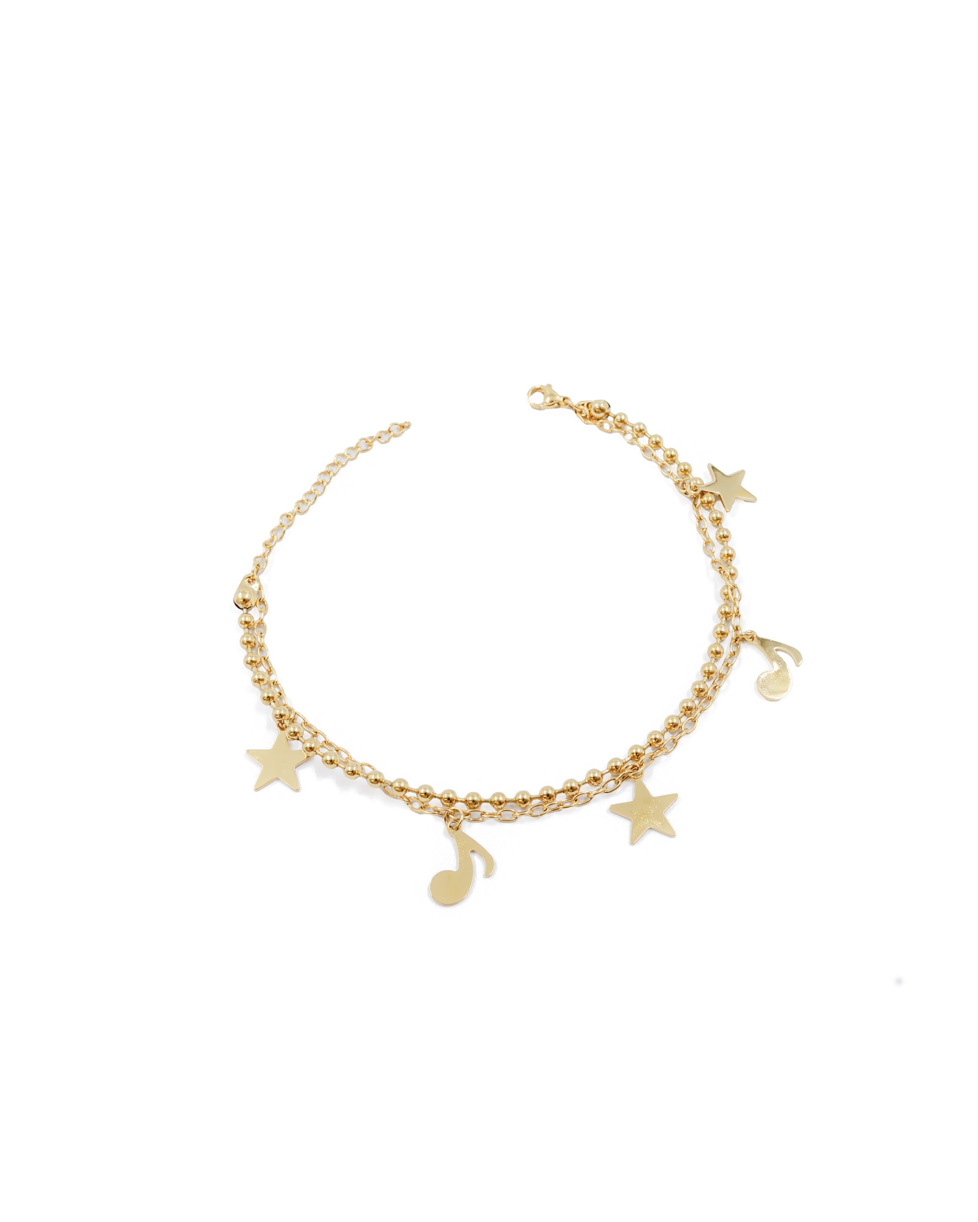 Tobilleras con dijes de notas musicales y estrellas M31 Oro Laminado
