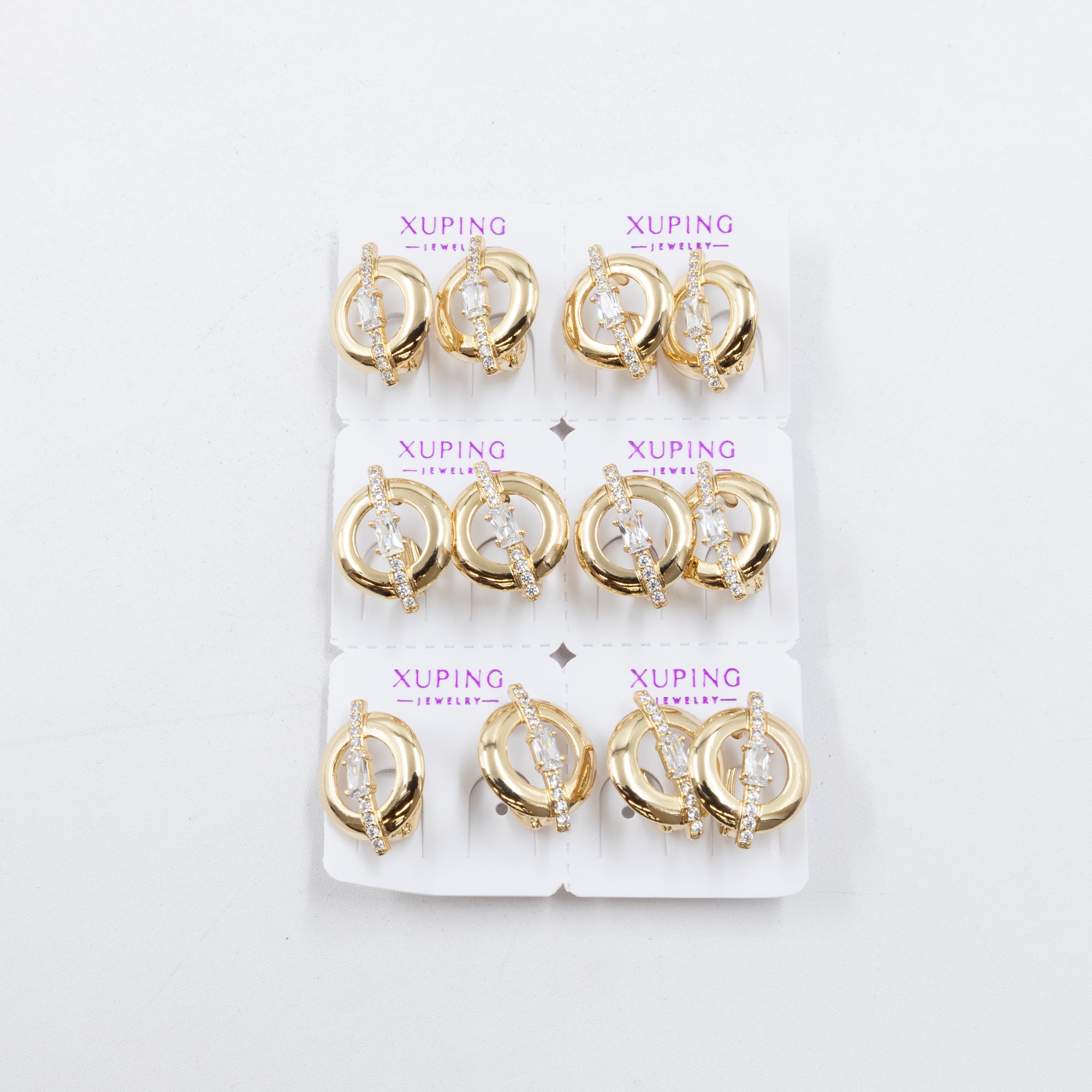 Paquete de 6 pares de aretes Xuping M62 Oro Laminado
