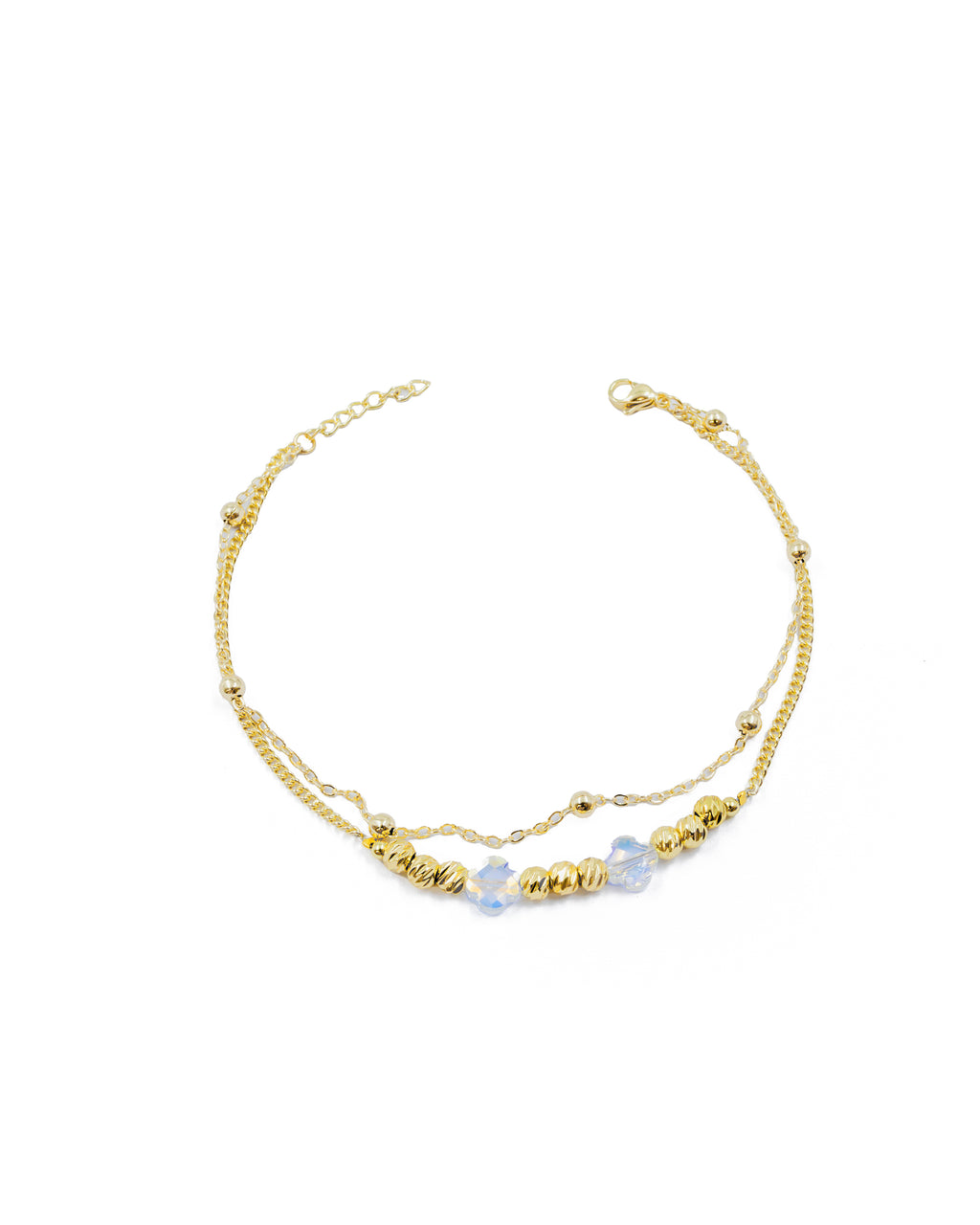 Tobilleras con dijes de piedras M41 Oro Laminado