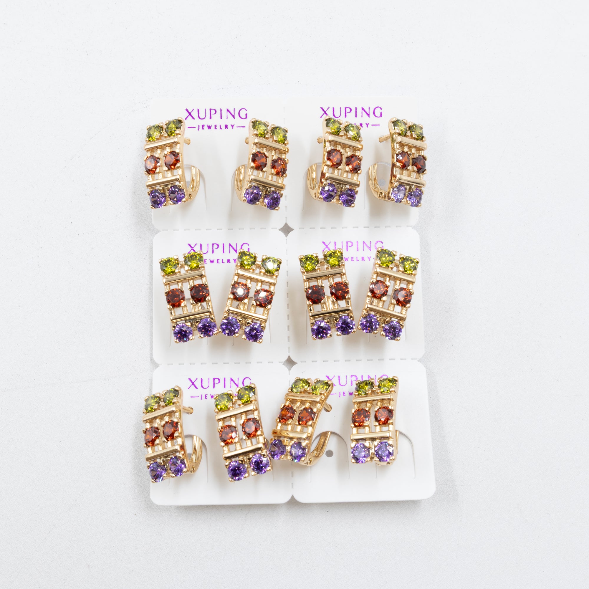 Paquete de 6 pares de aretes Xuping M79 Oro Laminado