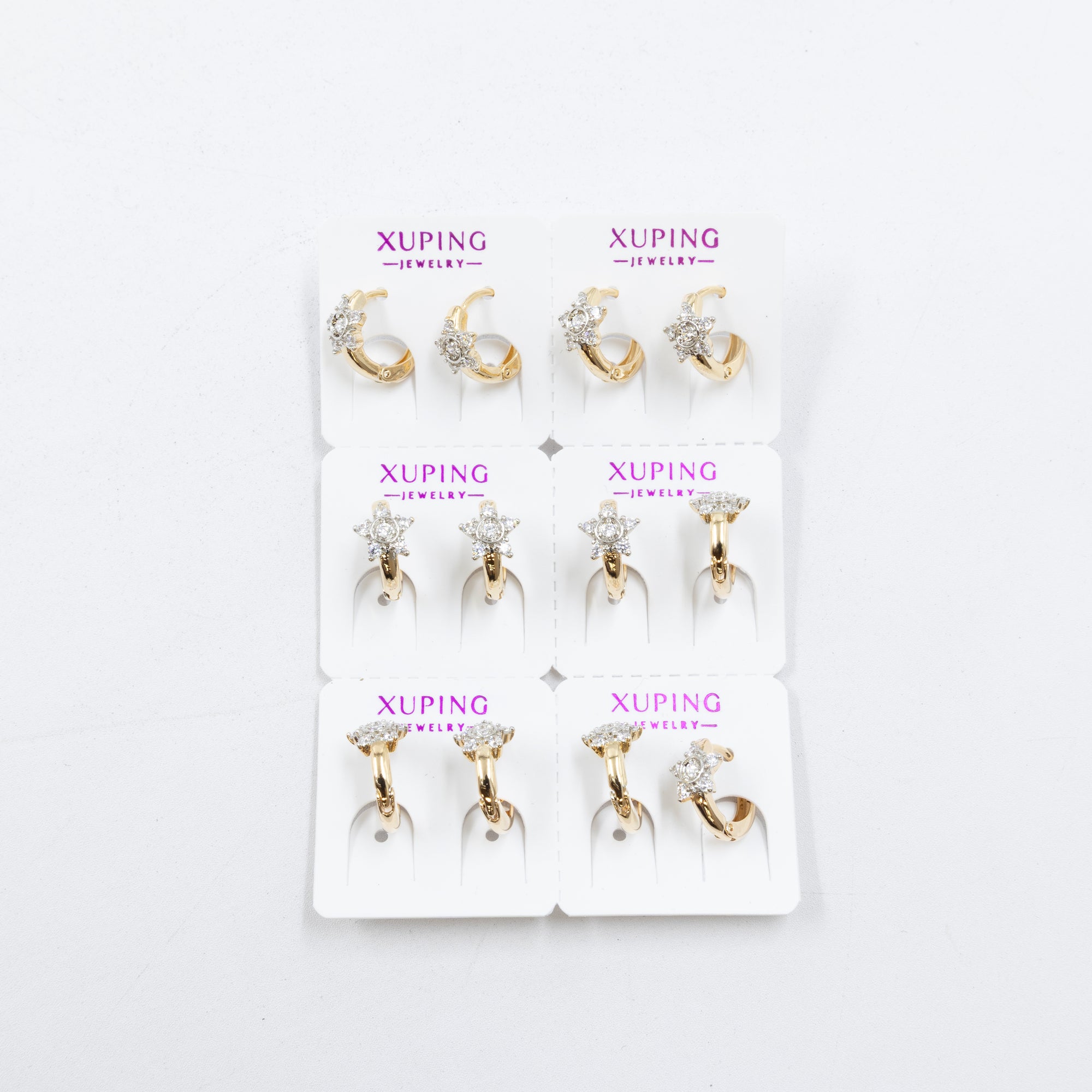 Paquete de 6 pares de aretes Xuping M52 Oro Laminado