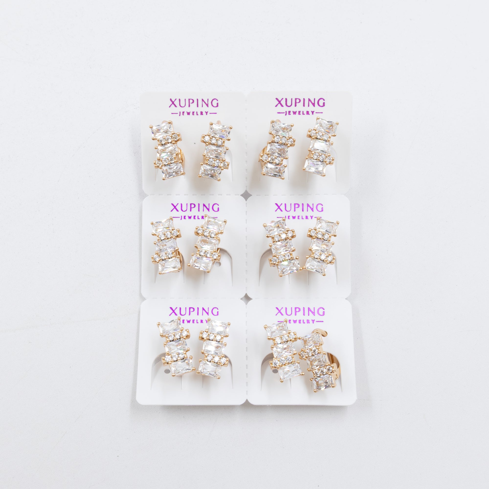 Paquete de 6 pares de aretes Xuping M63 Oro Laminado
