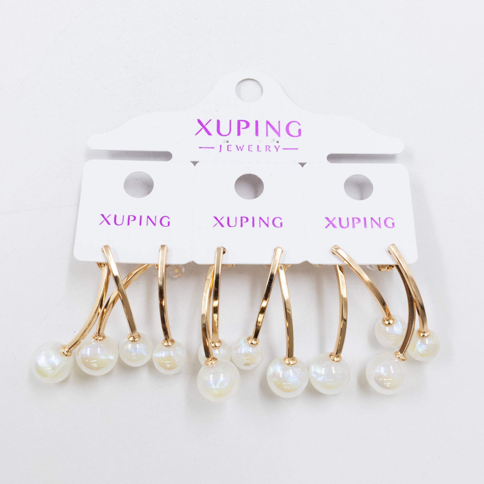 Paquete de 3 pares de aretes M1 Oro Laminado