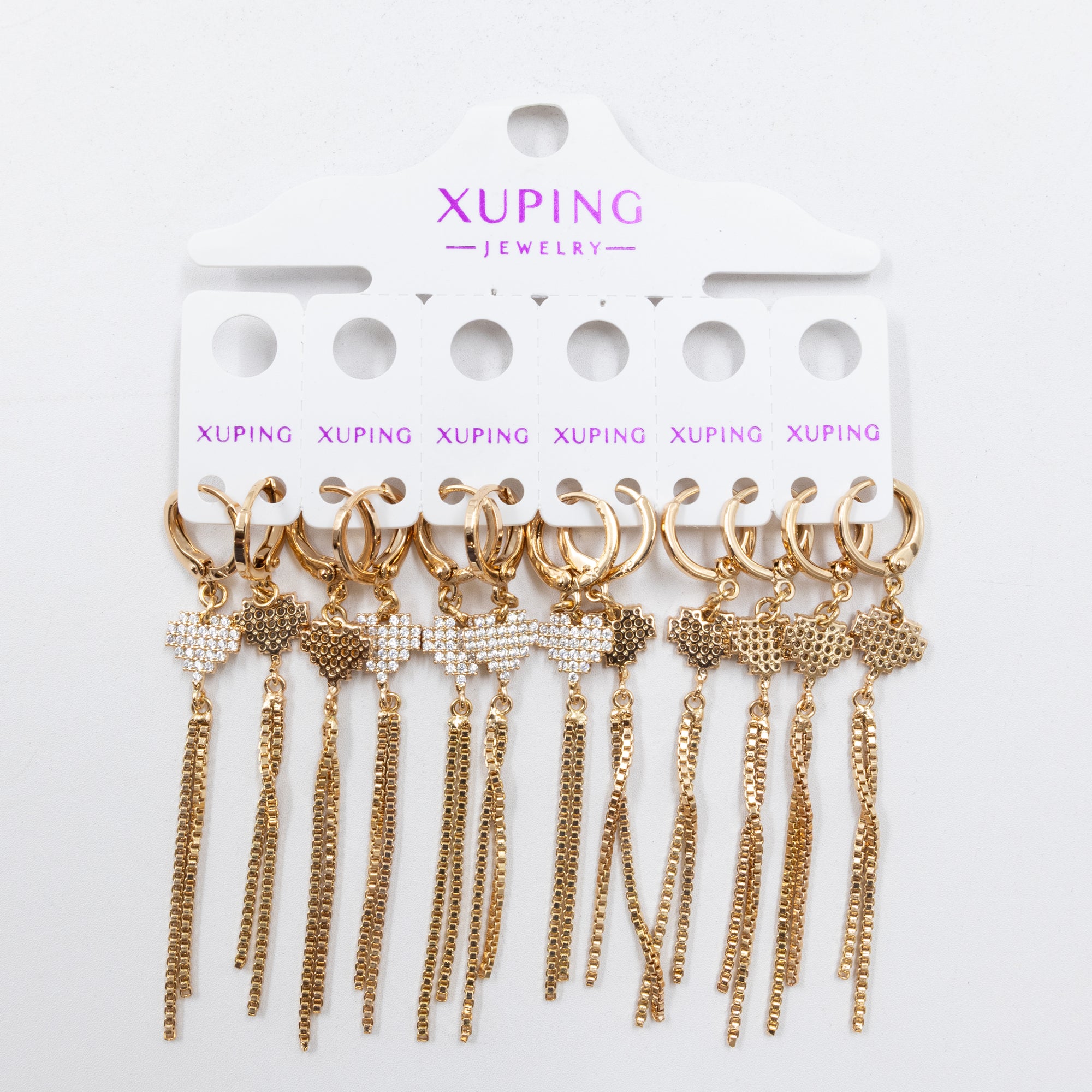 Paquete de 6 pares de aretes Xuping M8 Oro Laminado