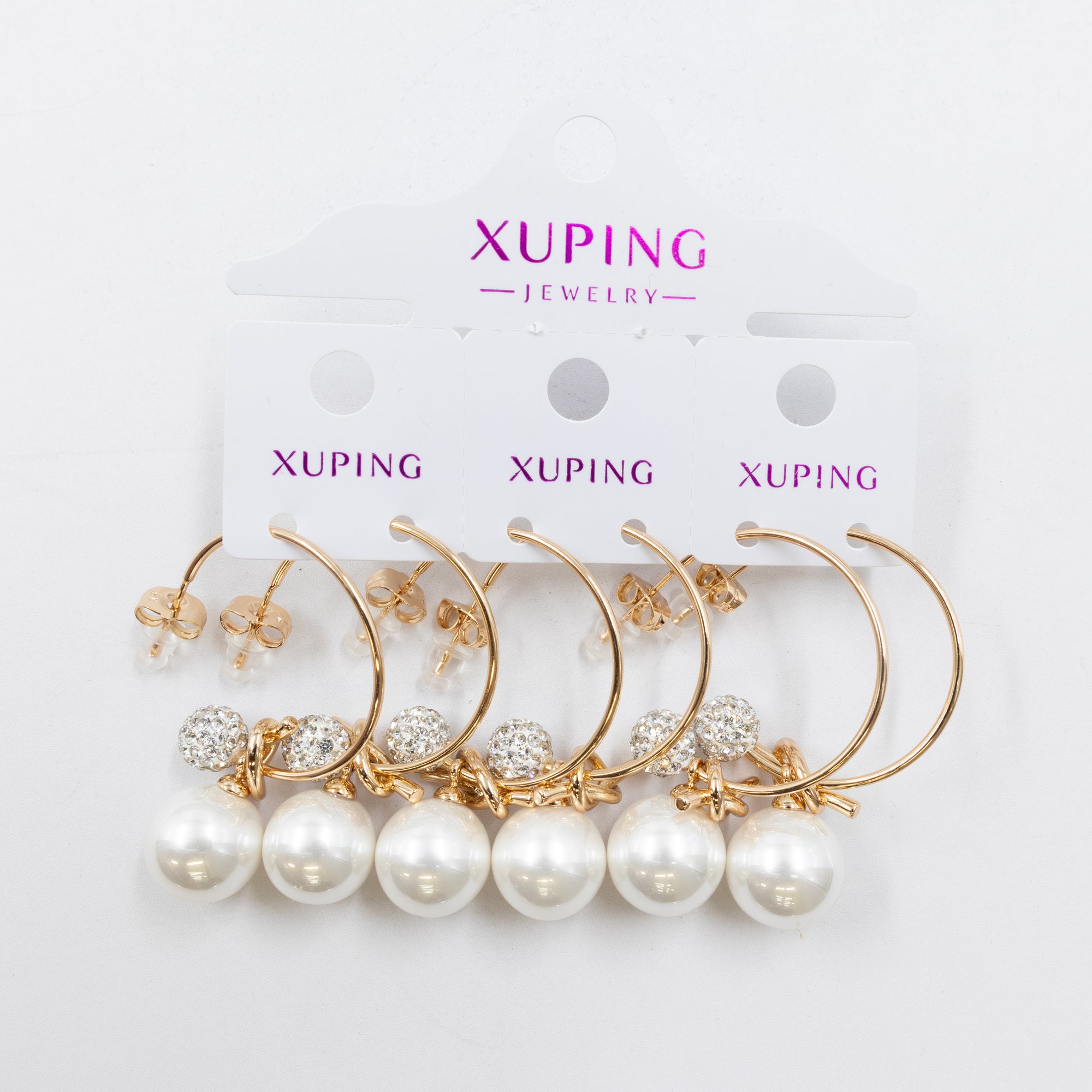 Paquete de 3 pares de aretes M7 Oro Laminado