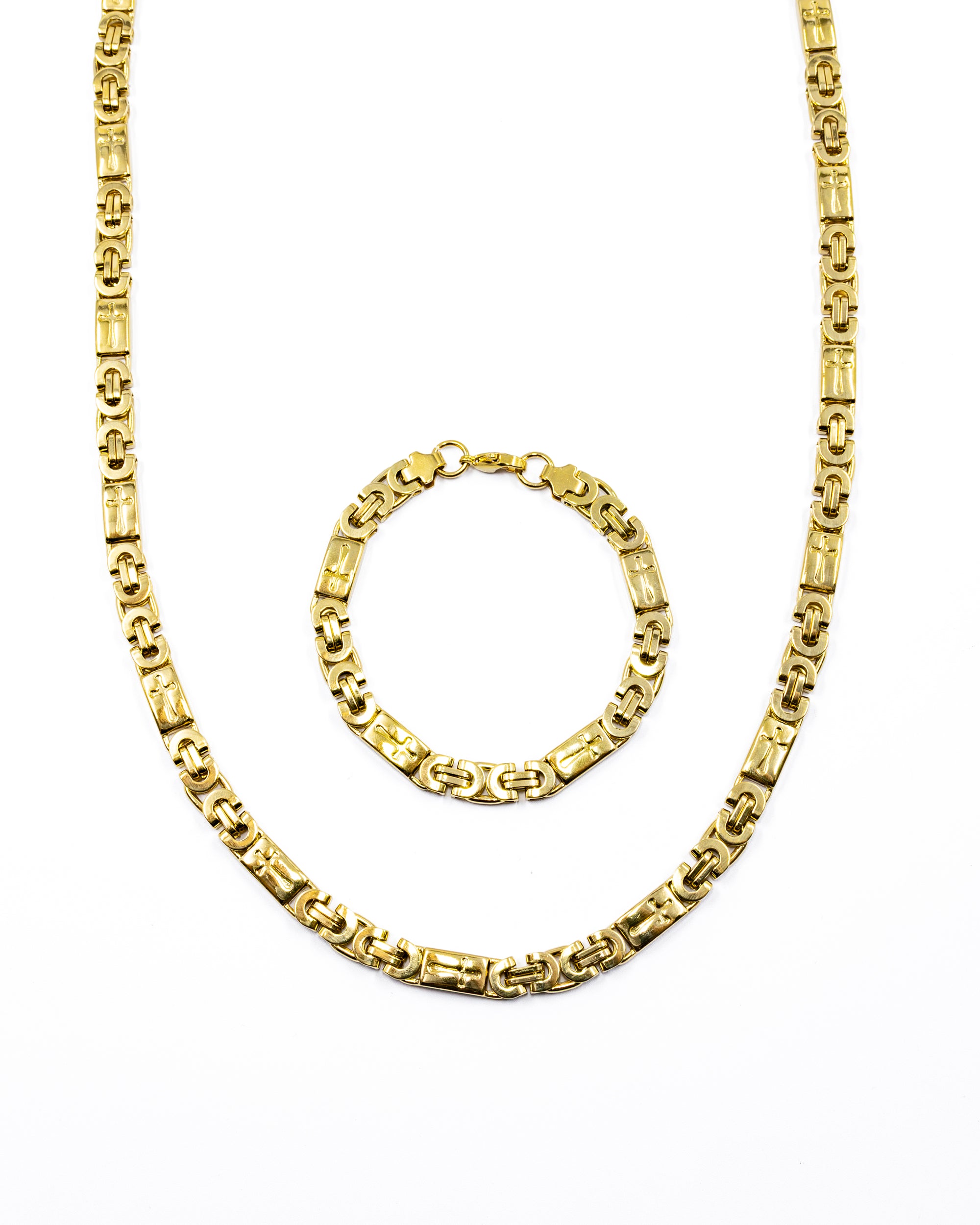 Cadena con Pulsera Dorada - M1 Acero Inoxidable