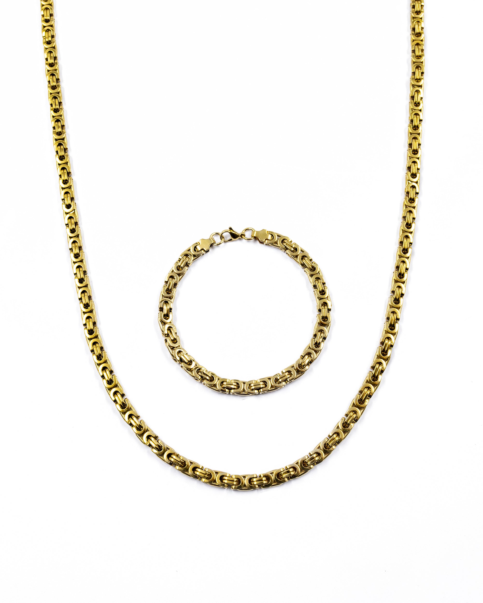 Cadena con Pulsera Dorada - M5 Acero Inoxidable