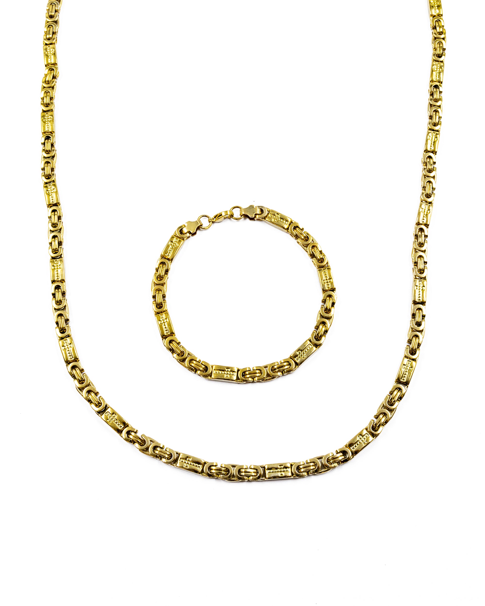 Cadena con Pulsera Dorada - M16 Acero Inoxidable