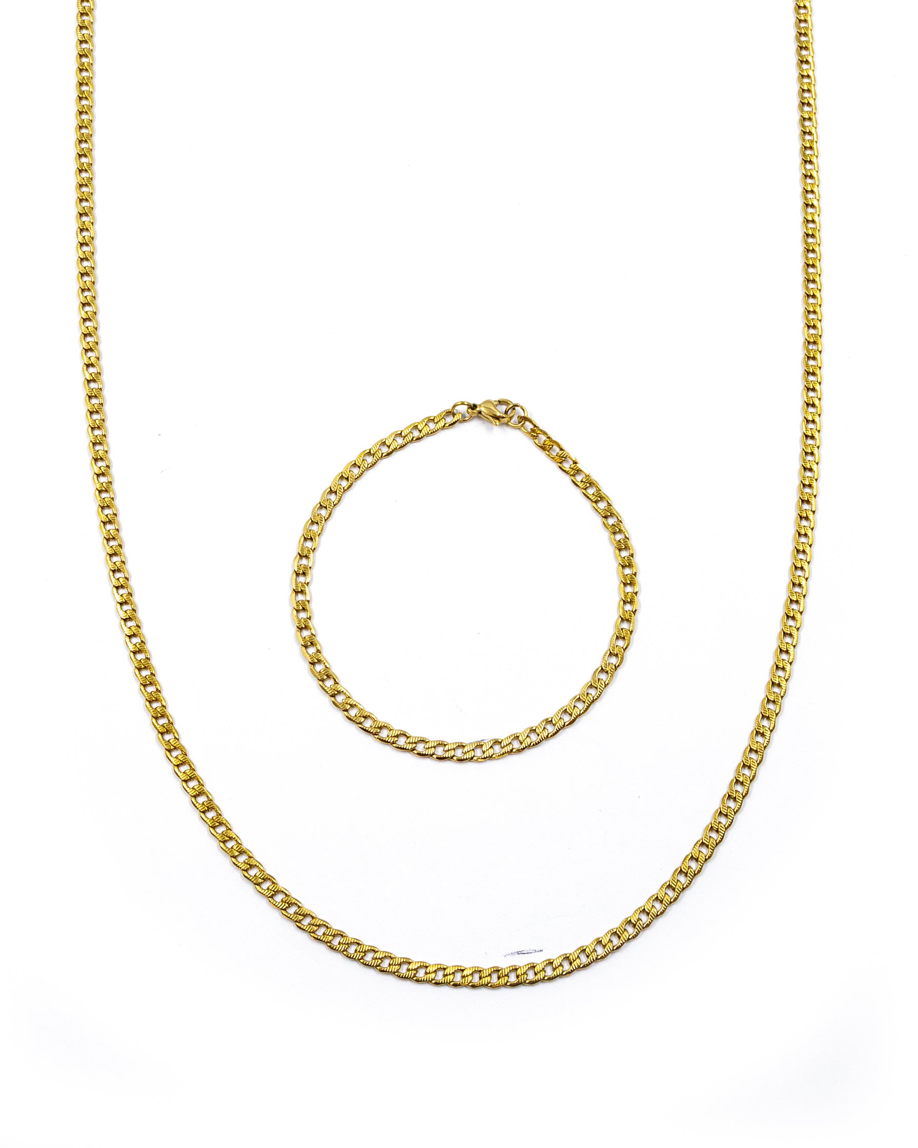 Cadena con Pulsera Dorada - M51 Acero Inoxidable
