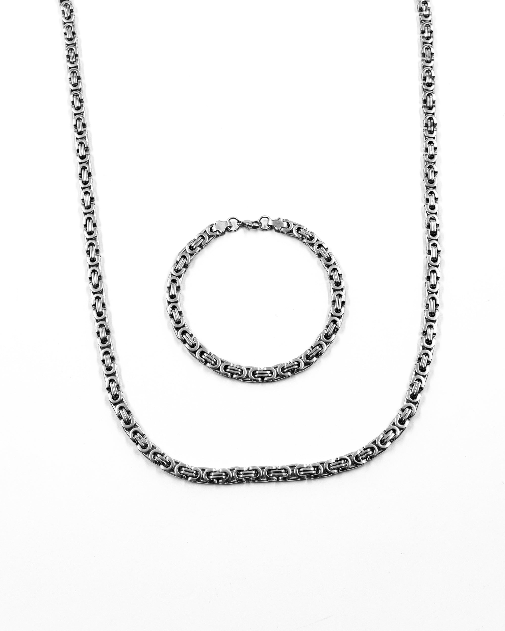Cadena con Pulsera Plateada - M27 Acero Inoxidable