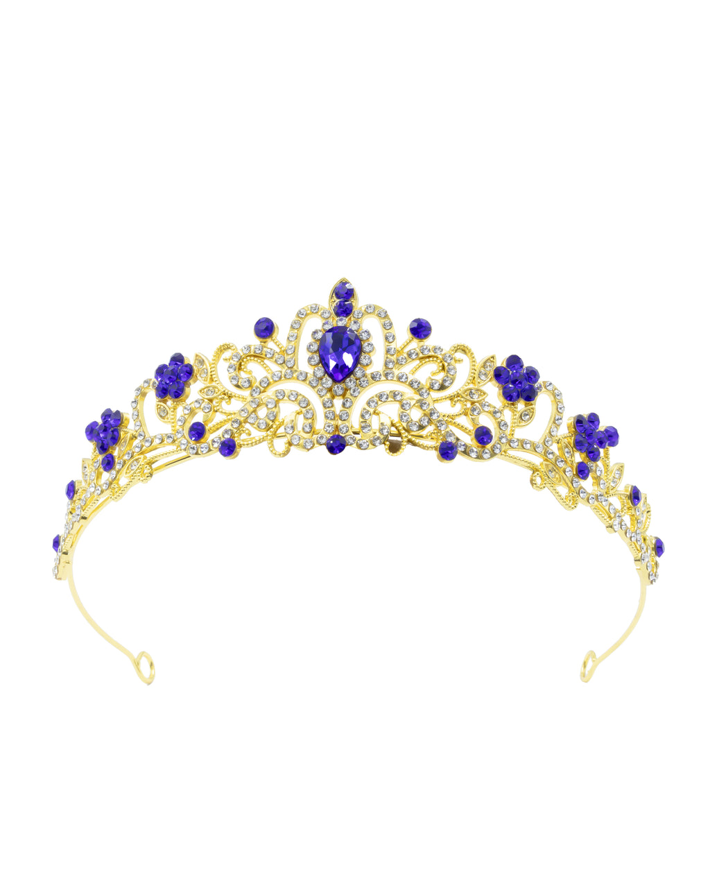 Corona Dorada de Diadema con piedras  - M128 Oro Laminado