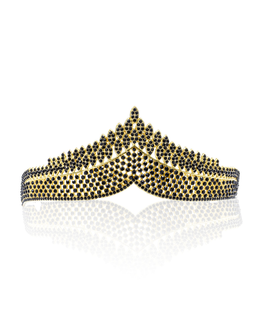 Corona Dorada de Diadema con piedras  - M140 Oro Laminado