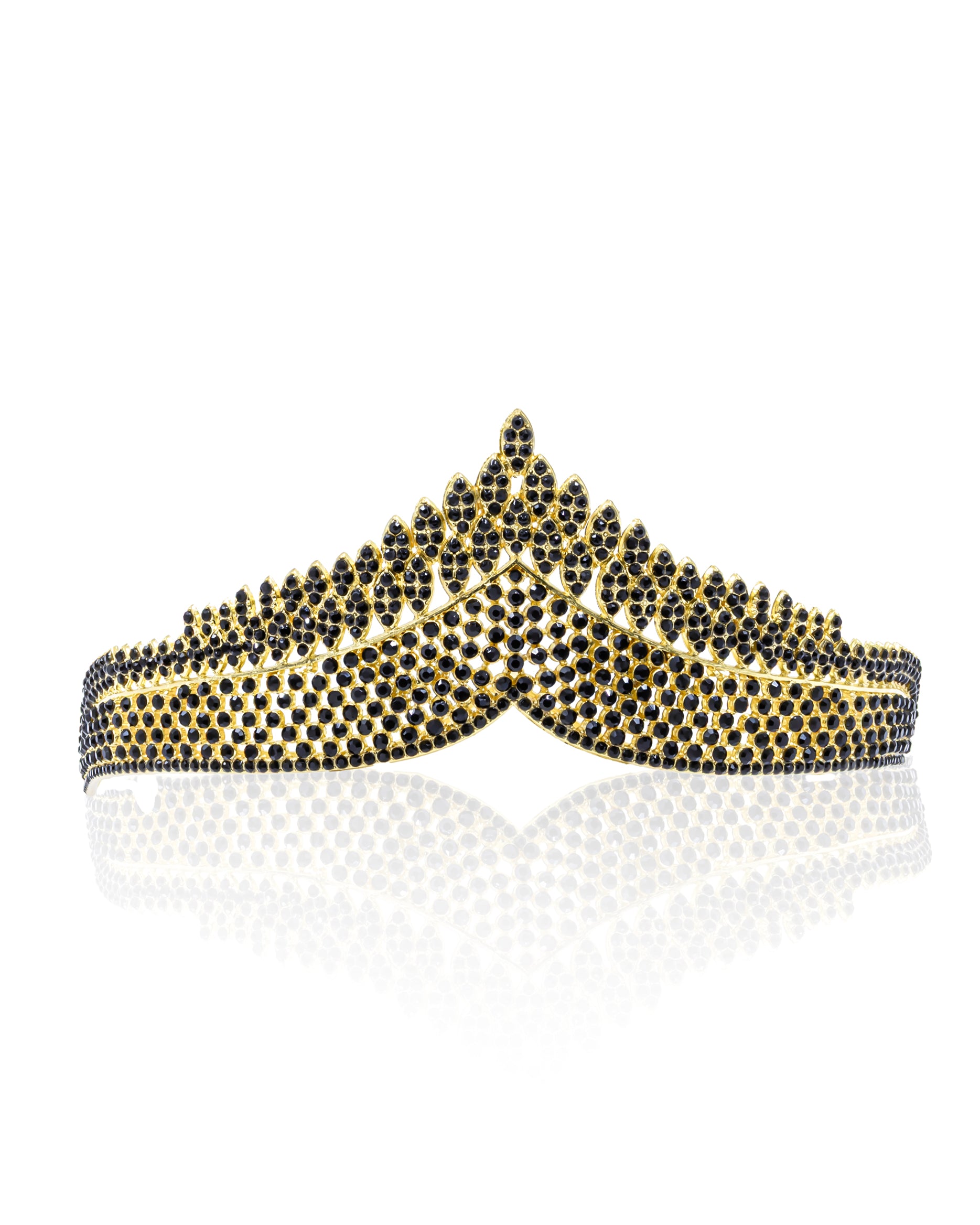 Corona Dorada de Diadema con piedras  - M140 Oro Laminado