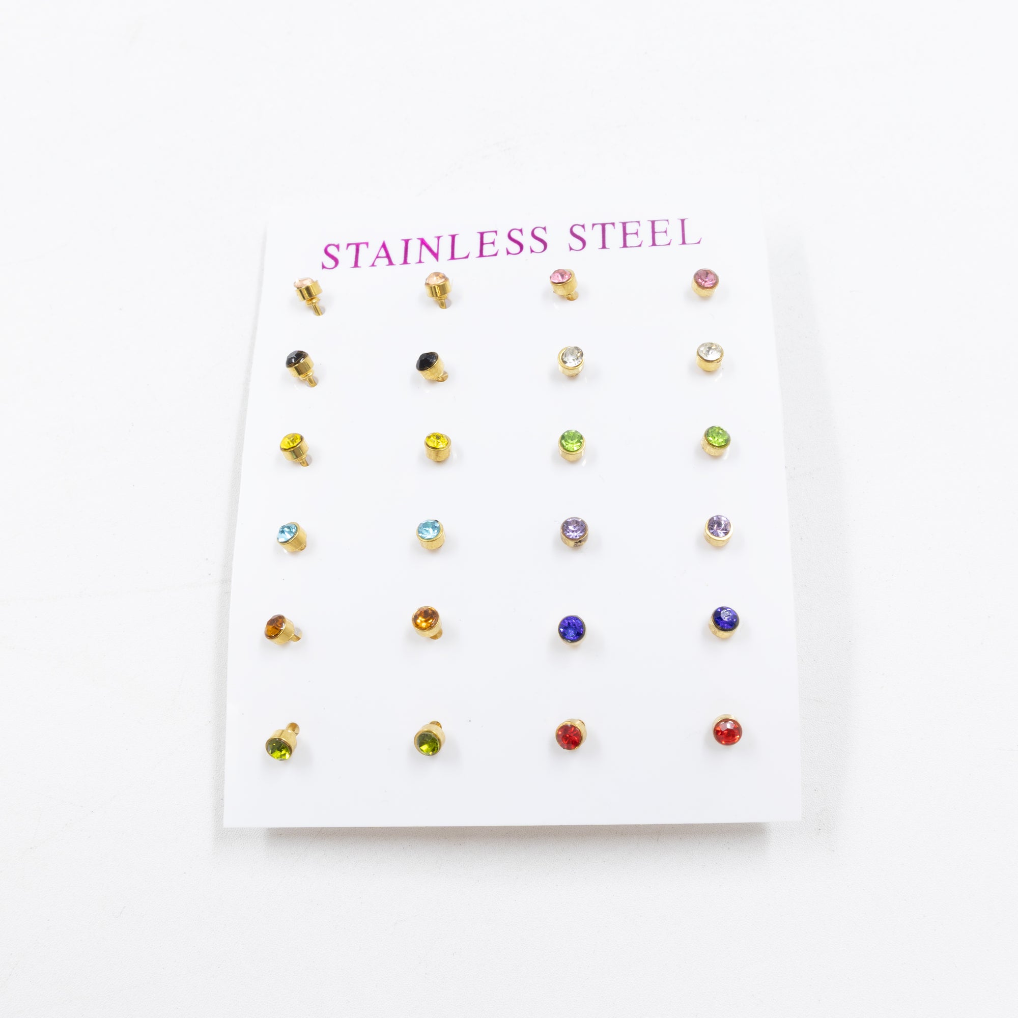 Paquete 12 pares de Aretes medida 2 mm M1 Acero Inoxidable 18/03/26