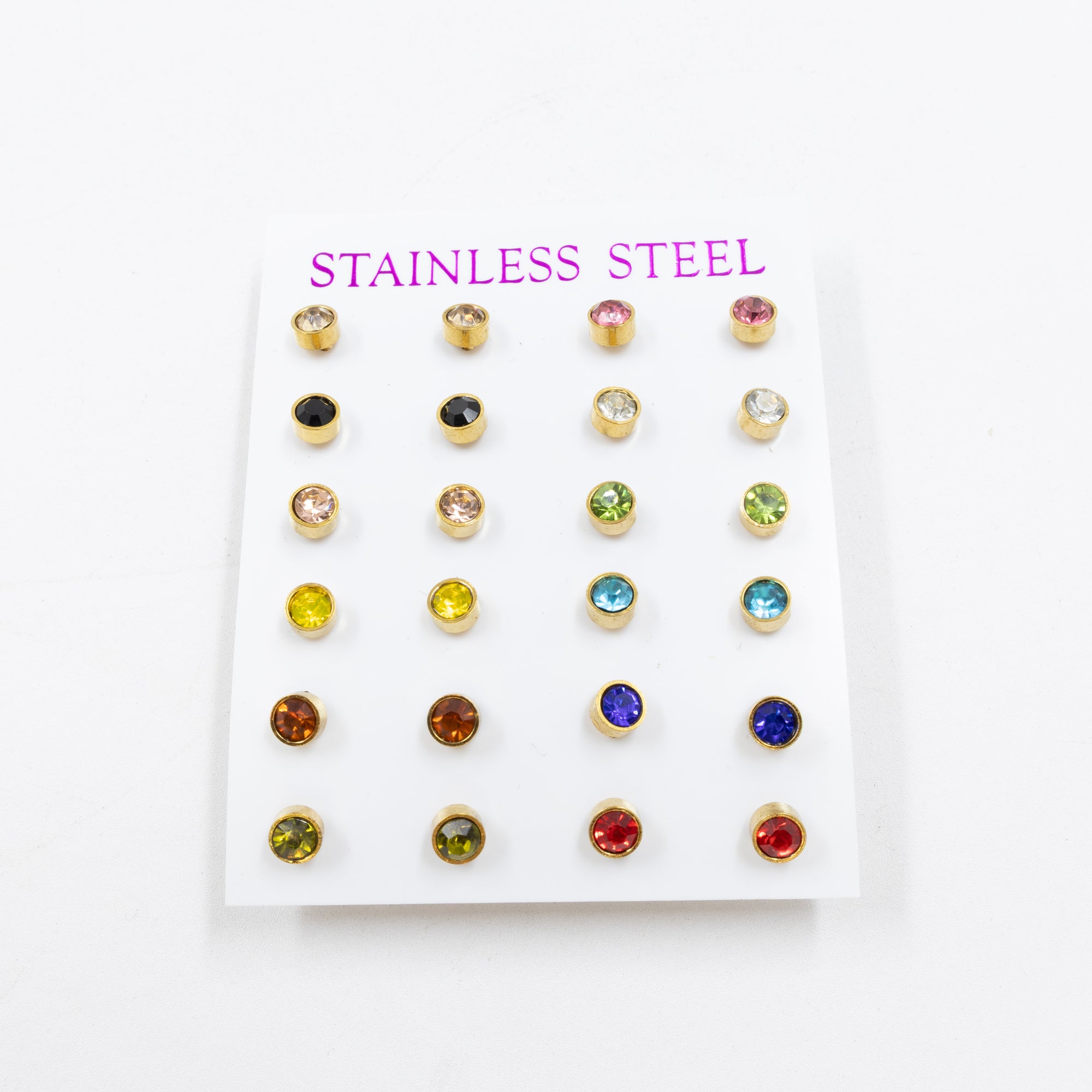 Paquete 12 pares de Aretes medida 2 mm M1 Acero Inoxidable 18/03/26