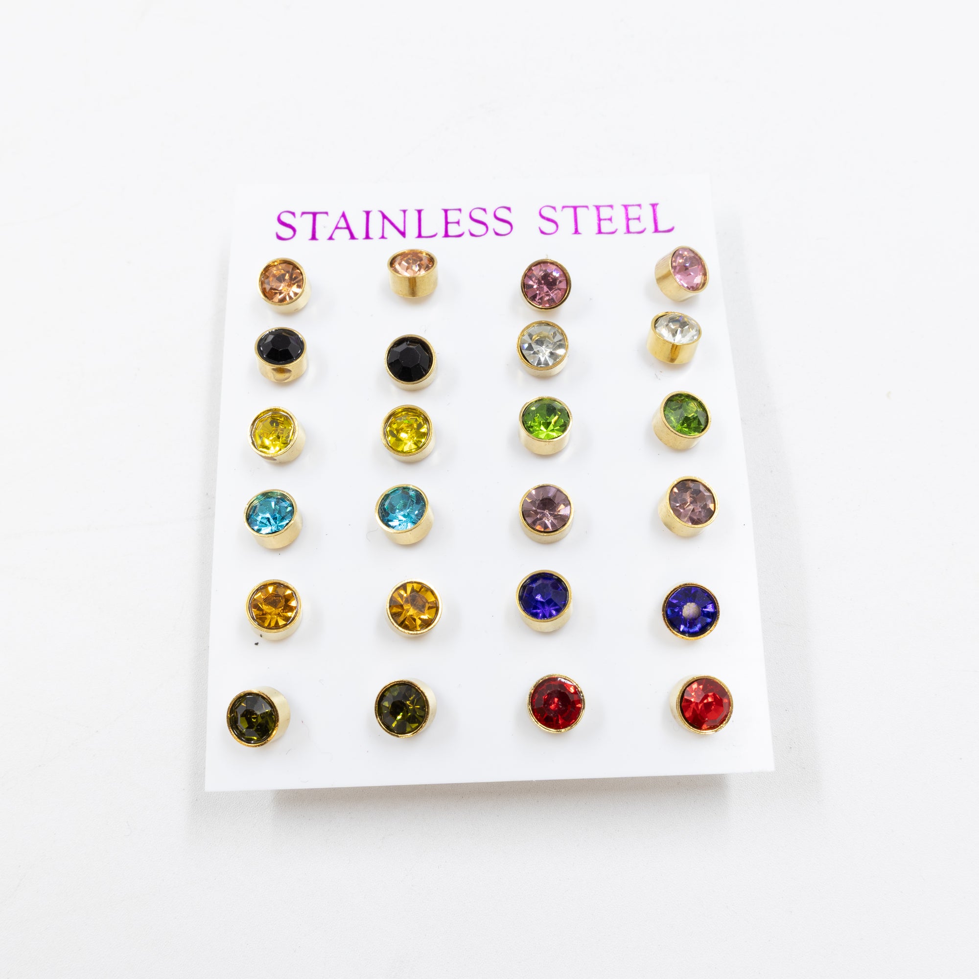 Paquete 12 pares de Aretes medida 2 mm M1 Acero Inoxidable 18/03/26