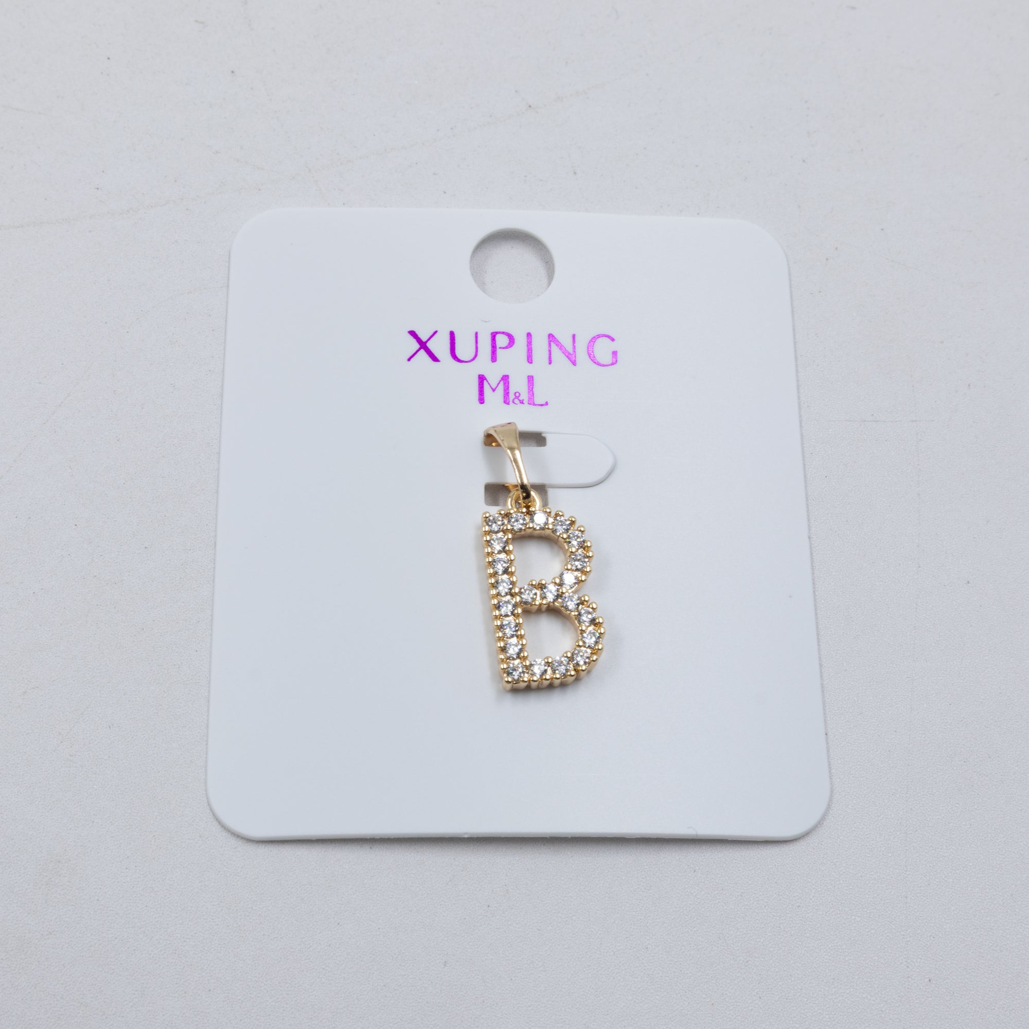 Dije de Letra B con Piedras M14 Oro Lamiando