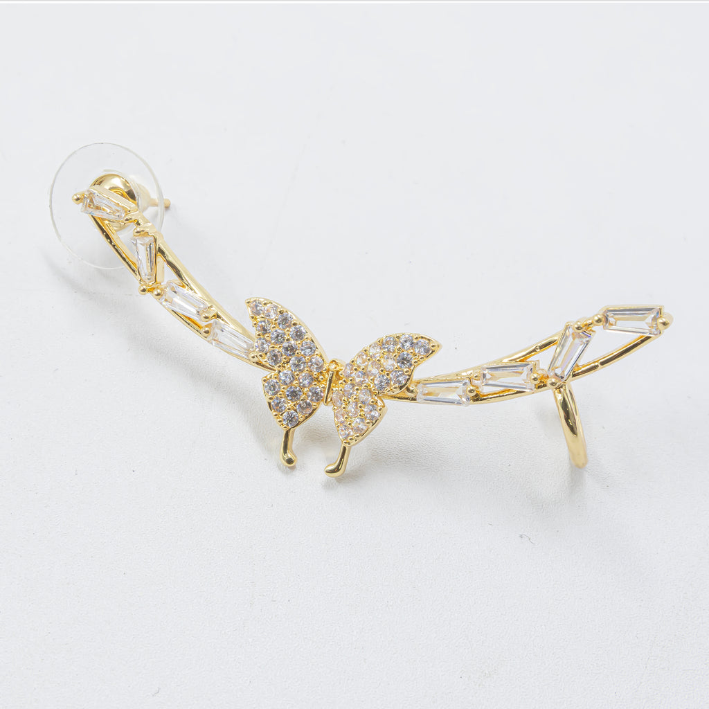 Arete Dorado Trepador con Piedras M1 Oro Laminado