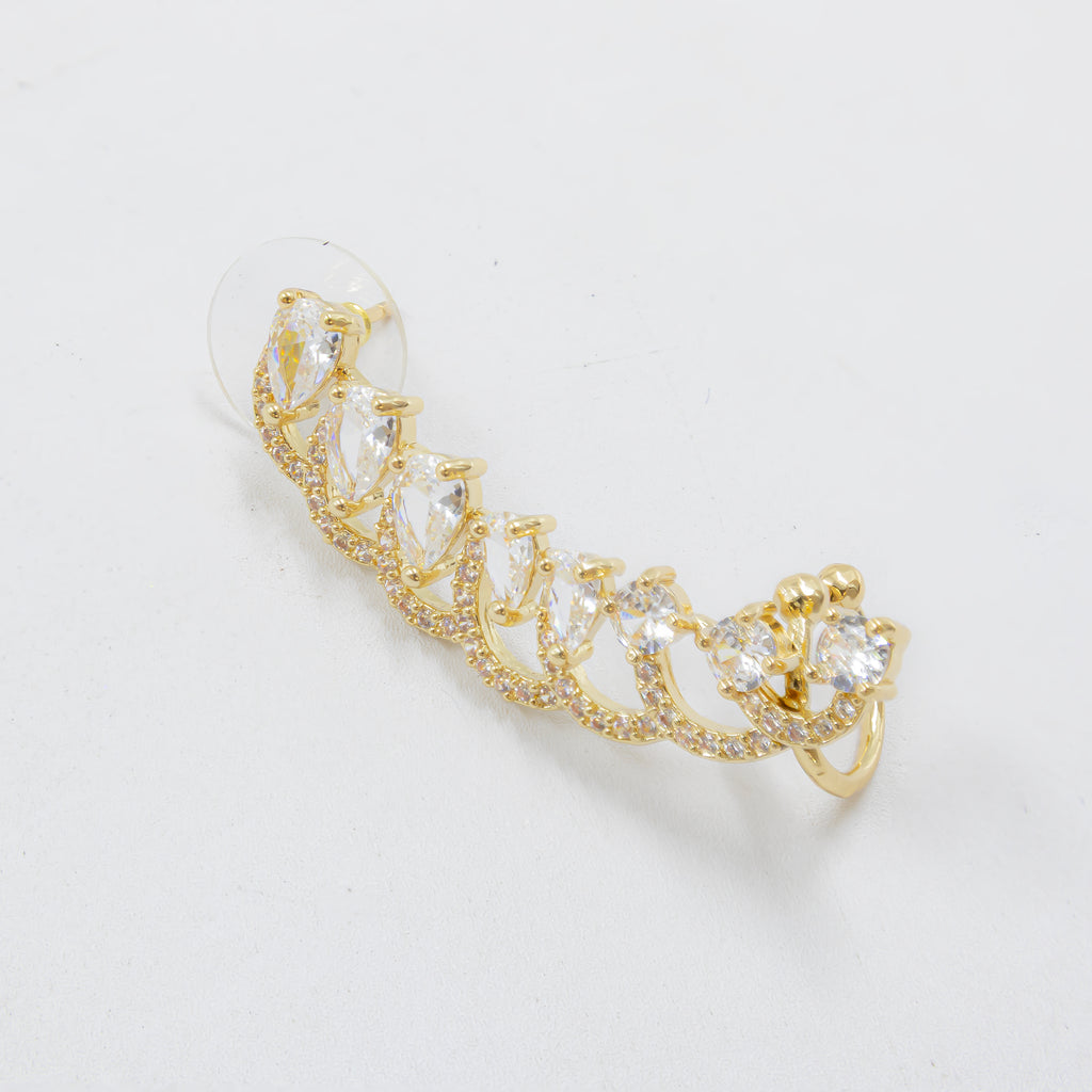 Arete Dorado Trepador con Piedras M3 Oro Laminado