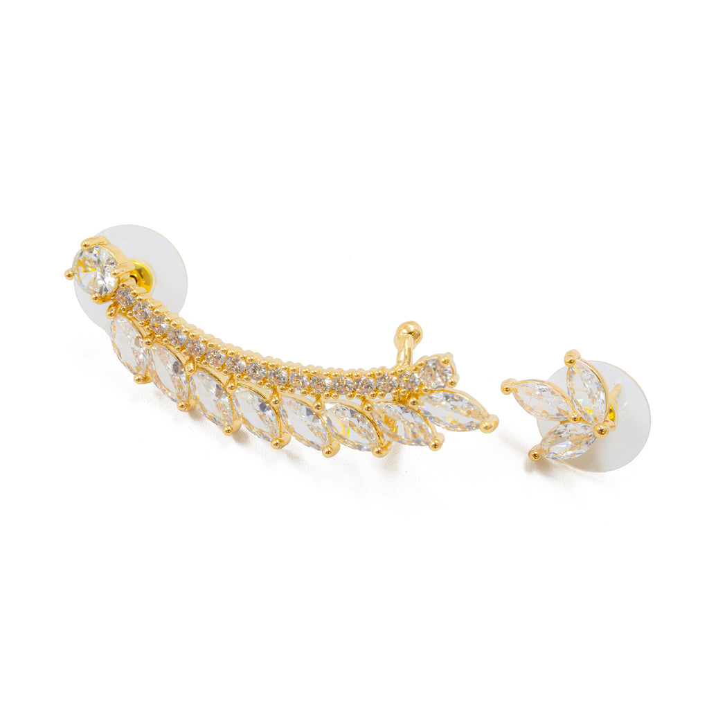 Arete Dorado Trepador con Piedras M4 Oro Laminado