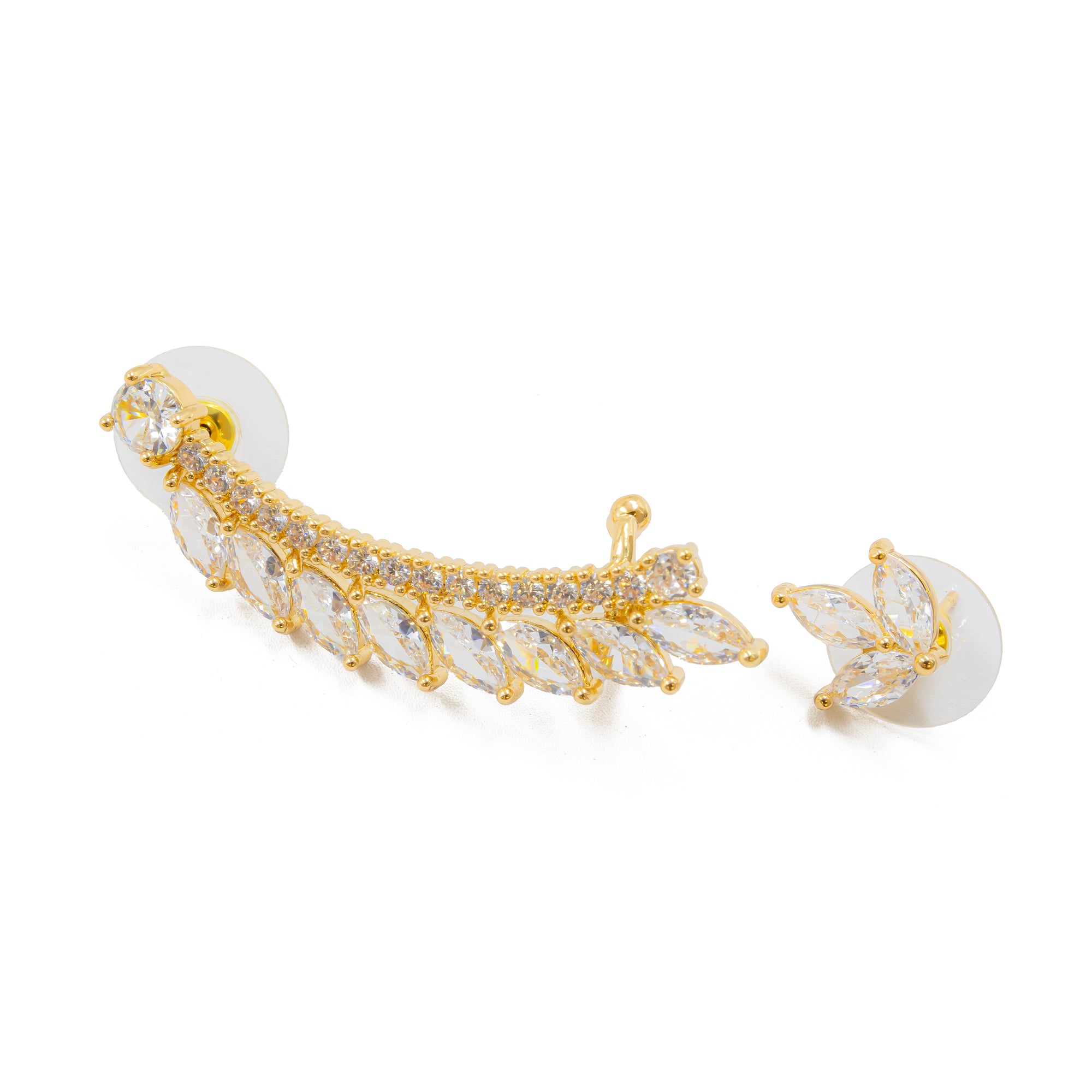 Arete Dorado Trepador con Piedras M4 Oro Laminado