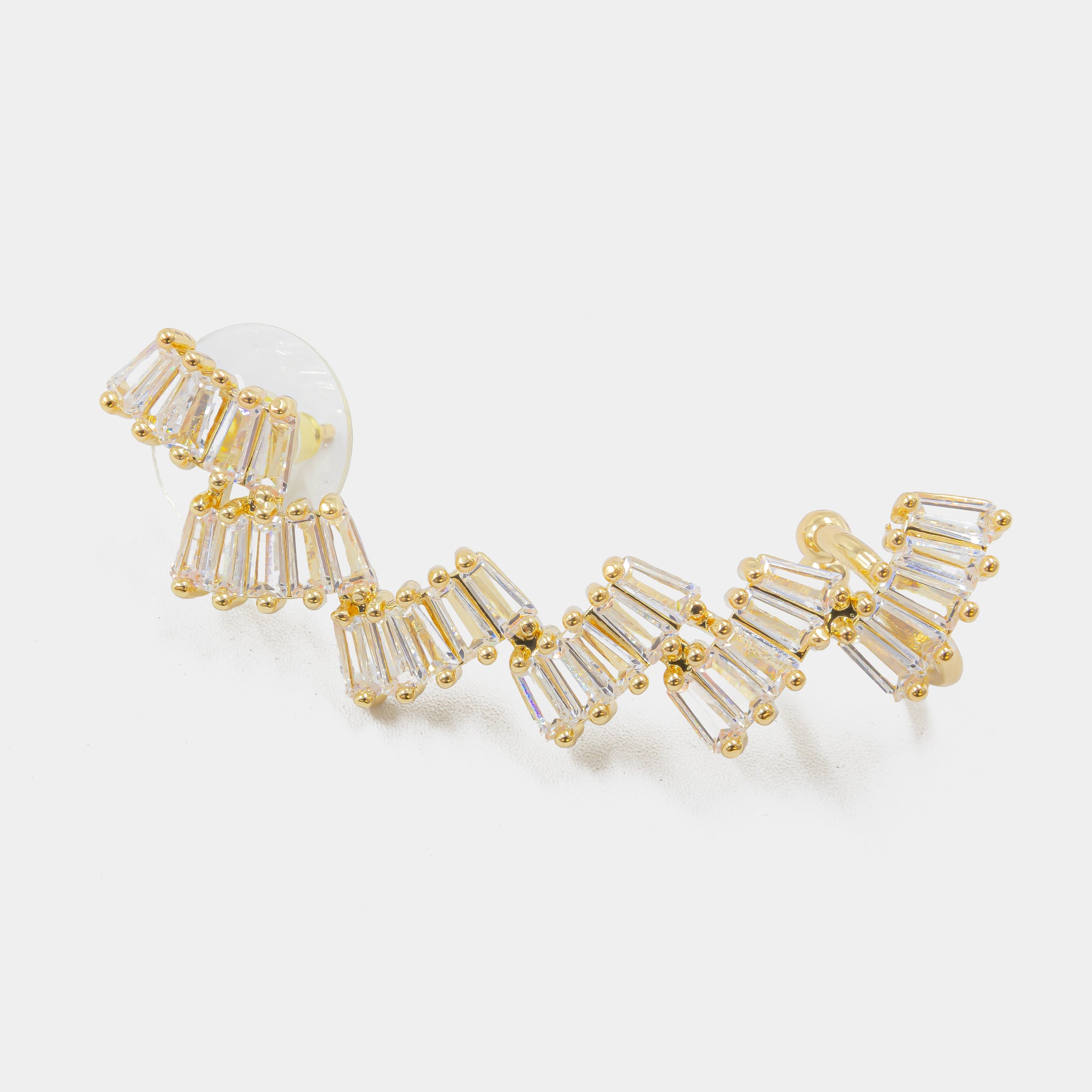 Arete Dorado Trepador con Piedras M4 Oro Laminado