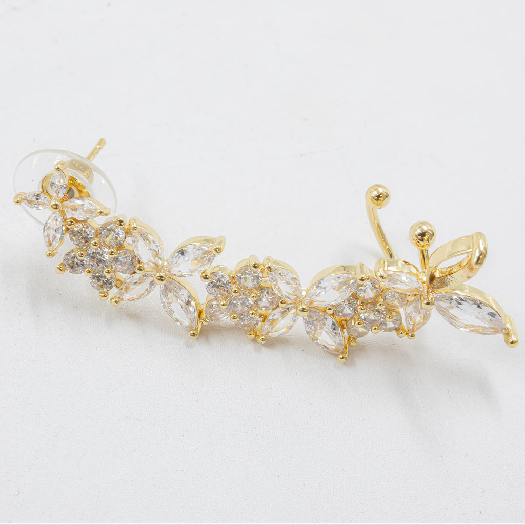 Arete Dorado Trepador con Piedras M1 Oro Laminado