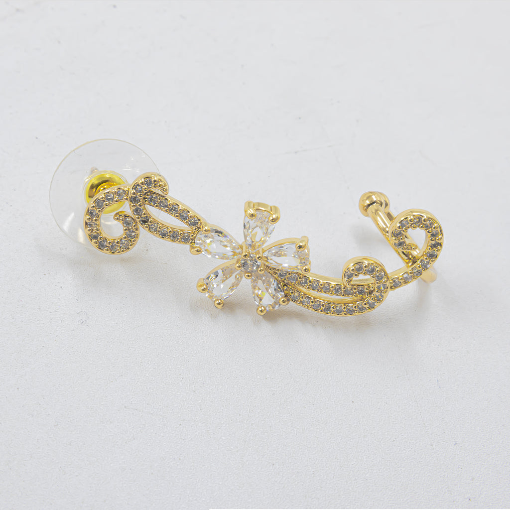 Arete Dorado Trepador con Piedras M2 Oro Laminado