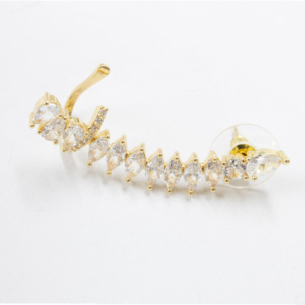 Arete Dorado Trepador con Piedras M2 Oro Laminado