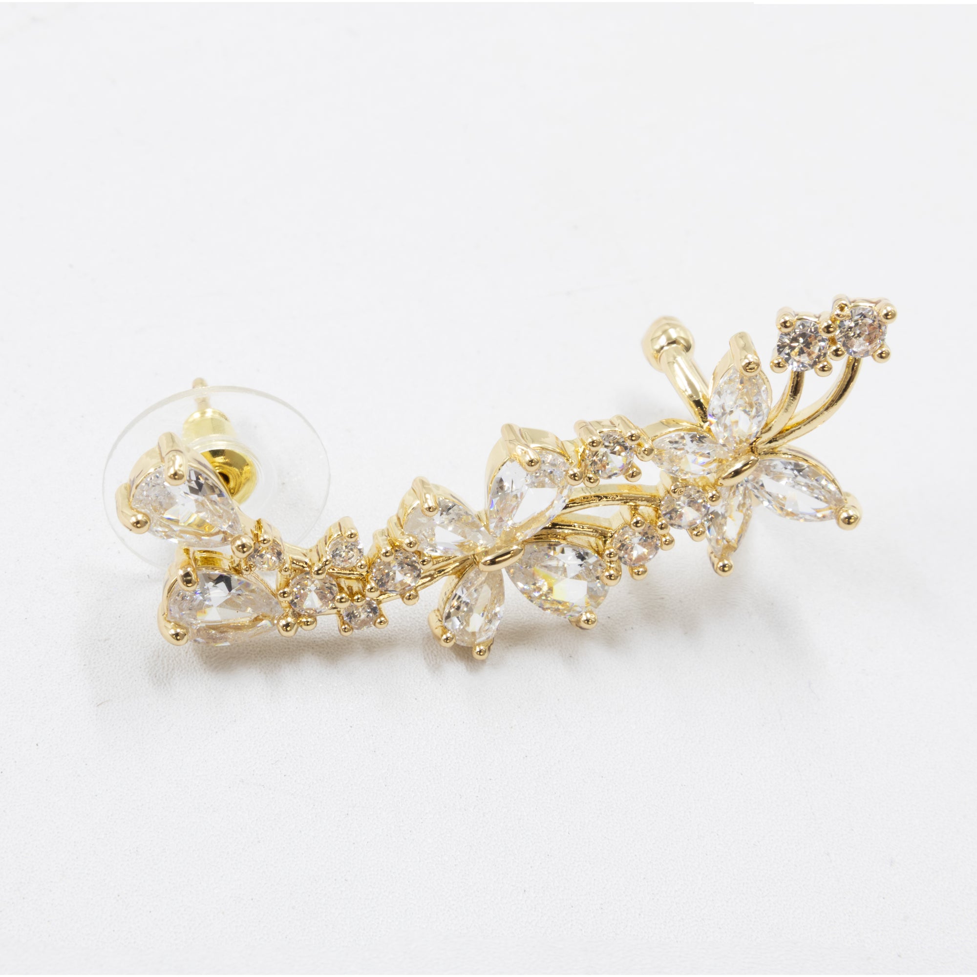 Arete Dorado Trepador con Piedras M2 Oro Laminado