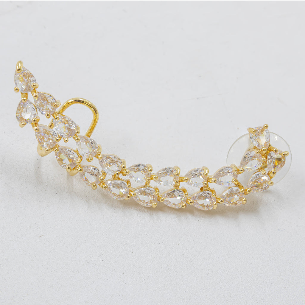Arete Dorado Trepador con Piedras M2 Oro Laminado