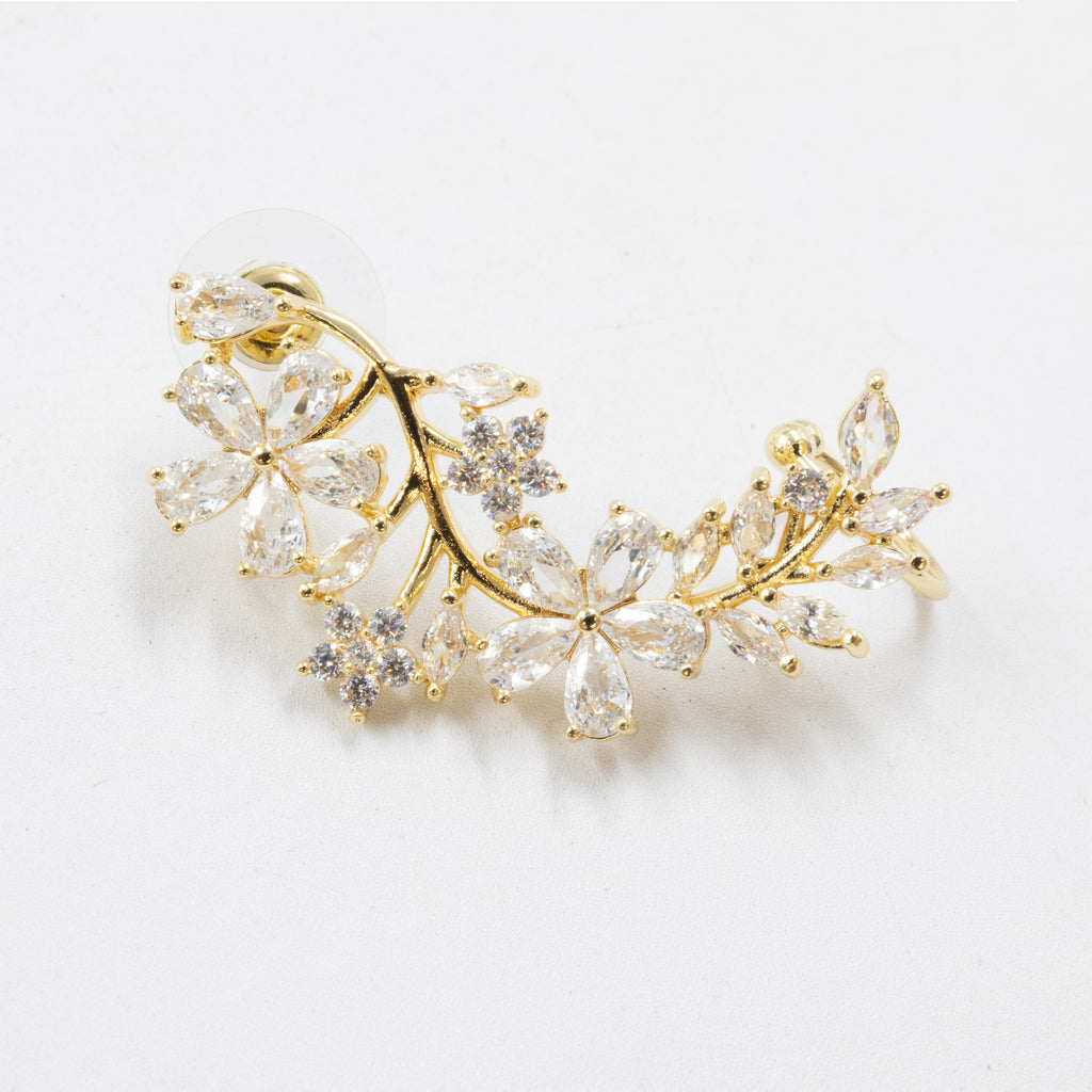 Arete Dorado Trepador con Piedras M3 Oro Laminado