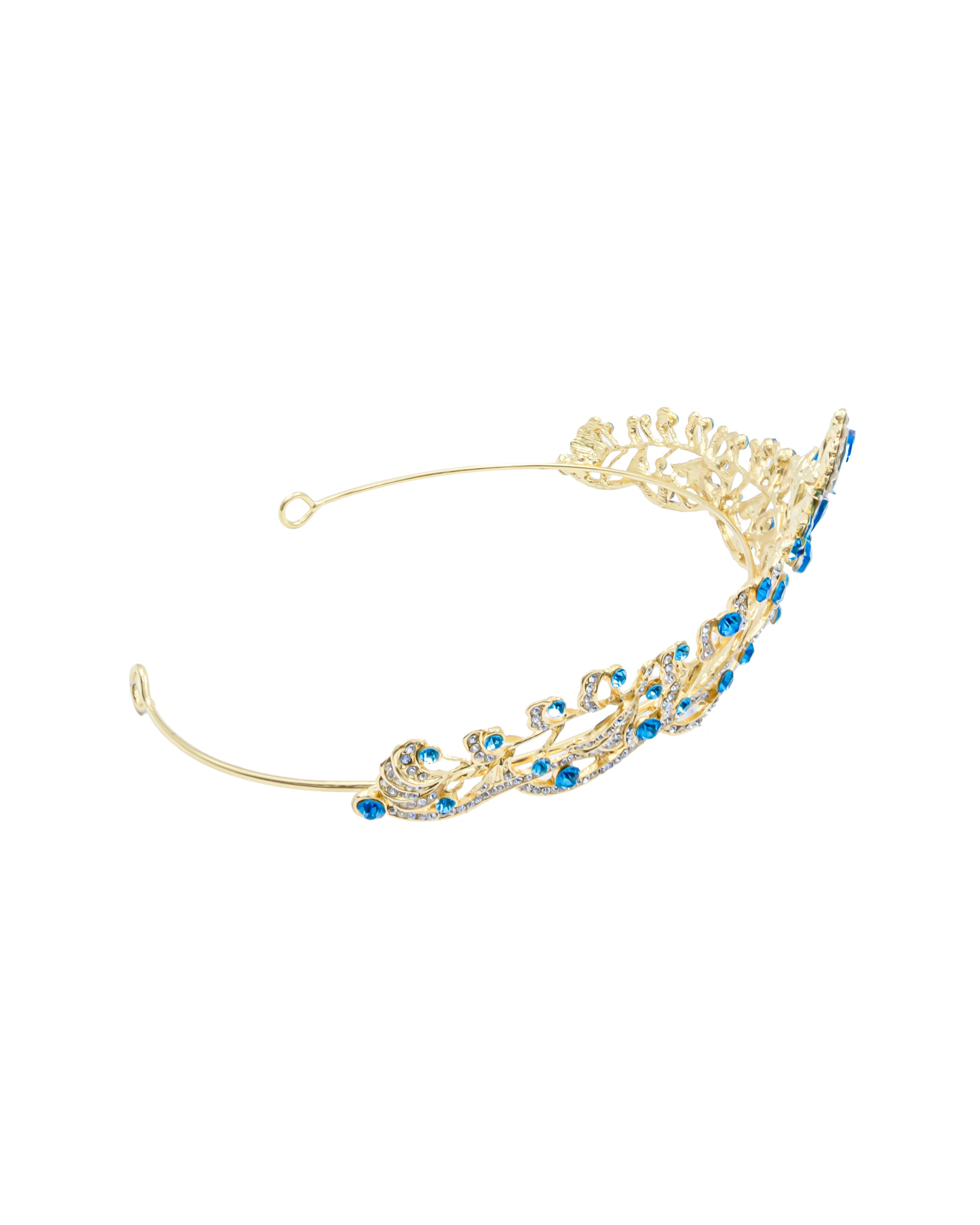 Corona Dorada de Diadema con piedras  - M213 Oro Laminado