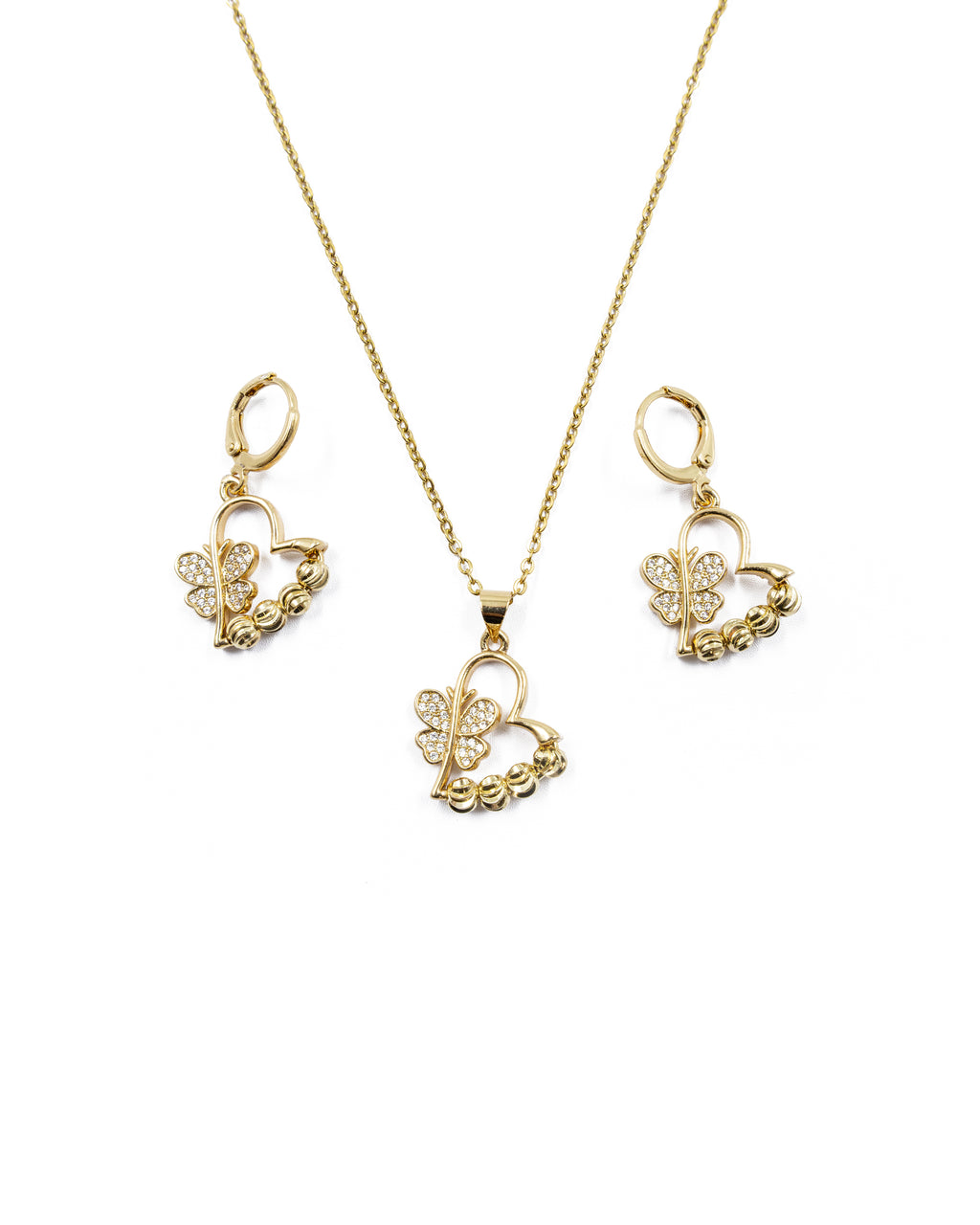 Conjunto dorado de Corazon y Mariposa M29 Oro Laminado